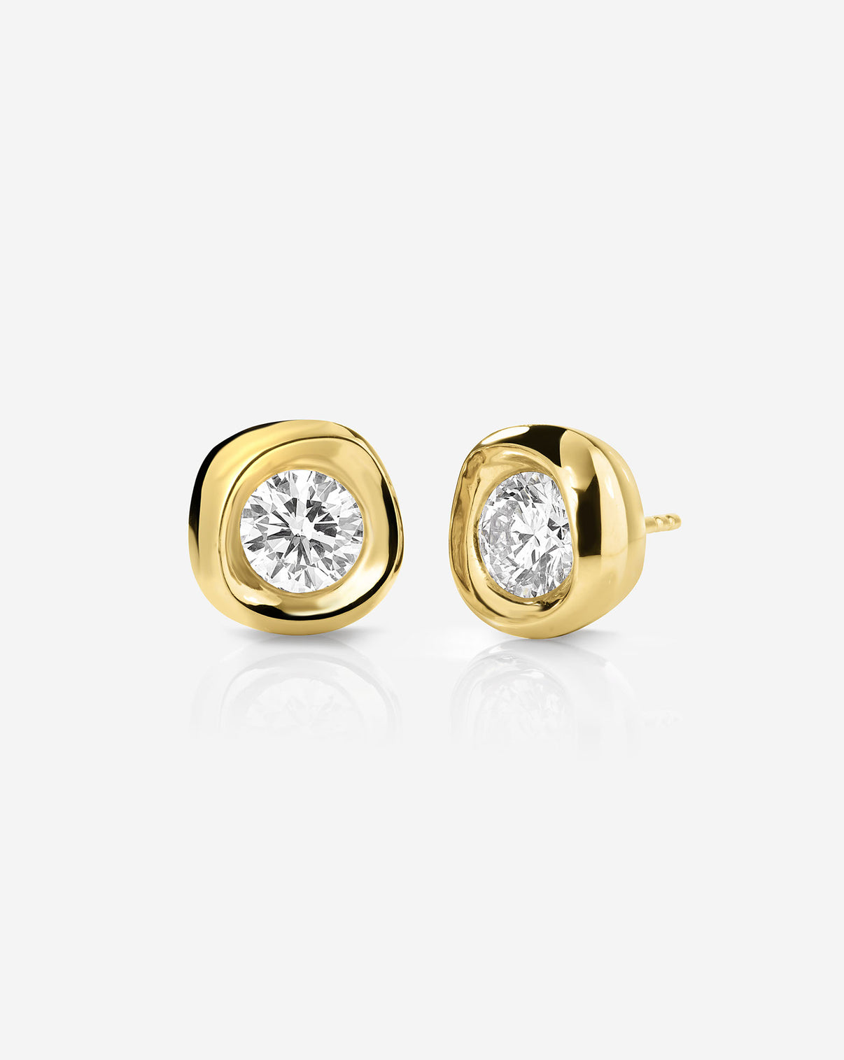 Organic Shapes Studs in 14k yellow gold featuring 1.5 carat total weight lab diamonds
