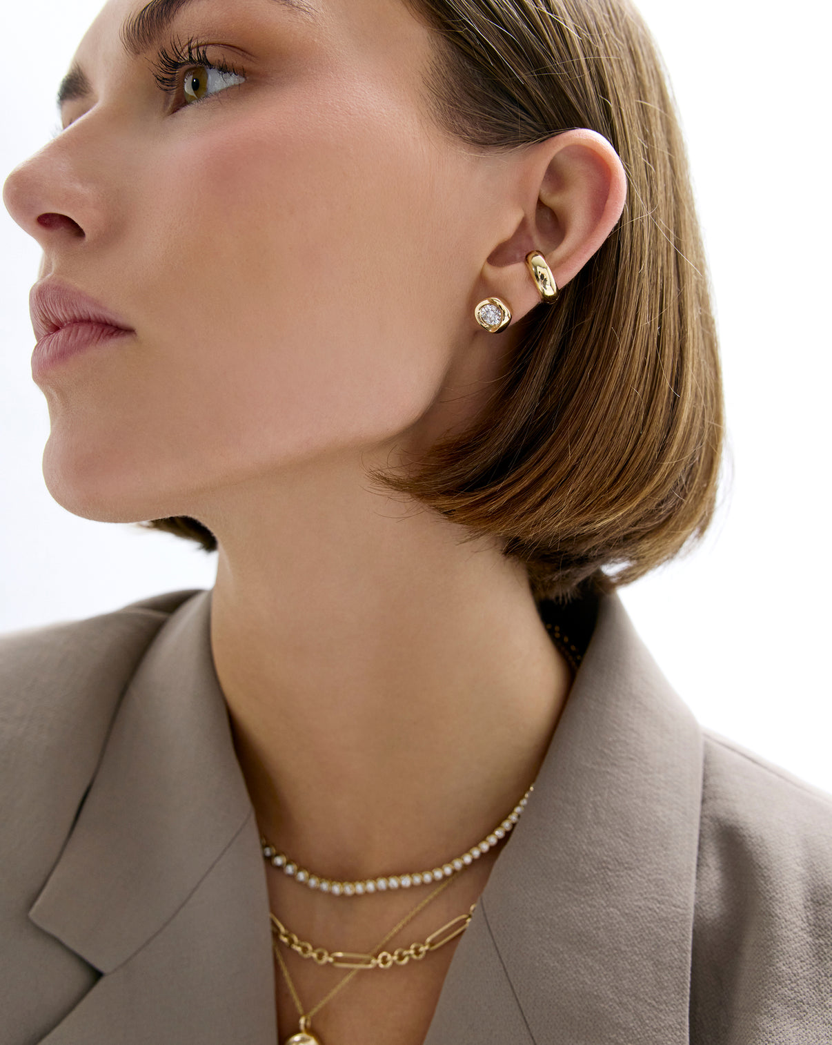 On-model image wearing Organic Shapes Stud