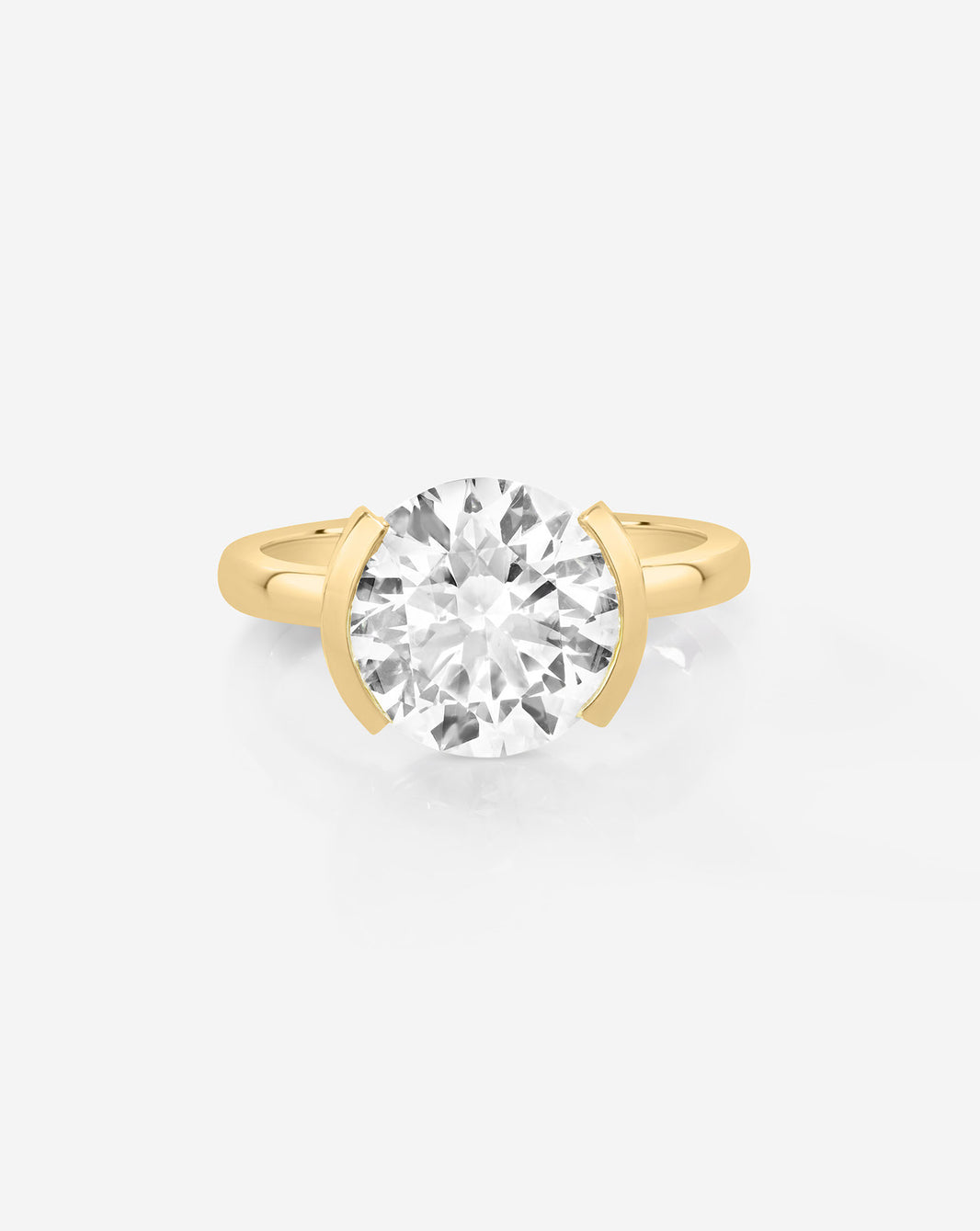Round Diamond Engagement Ring set in The Edge Half Bezel 14K Yellow Gold