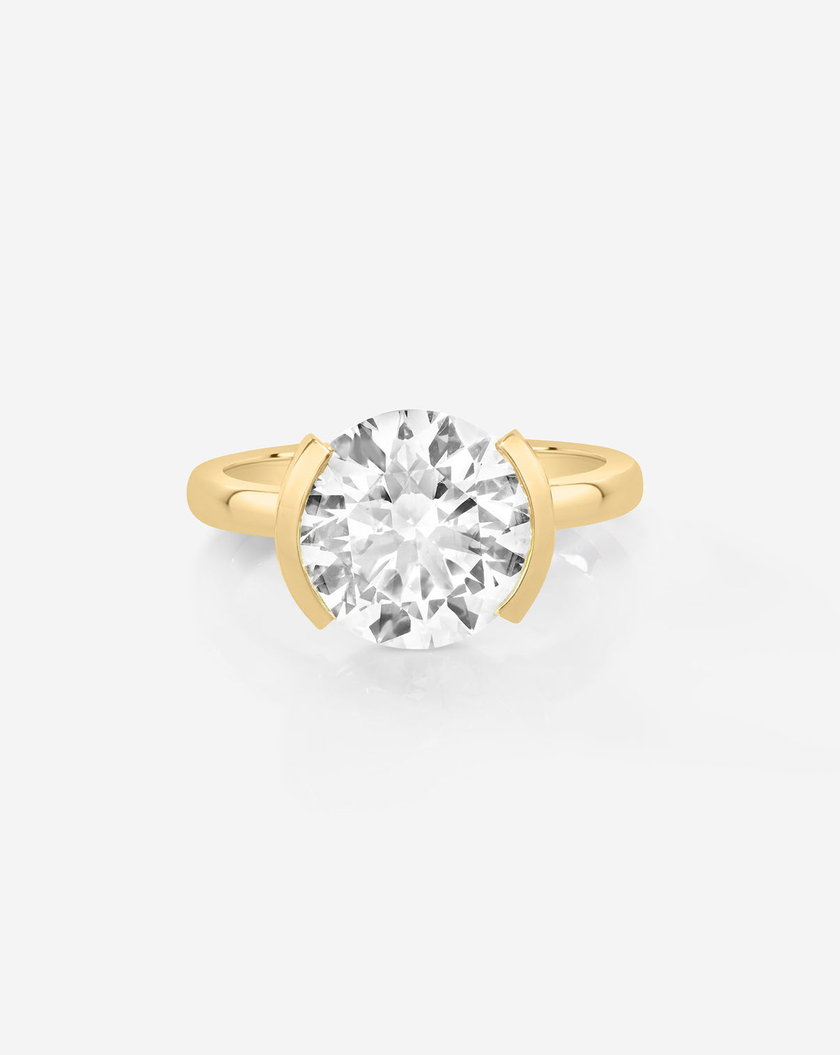 Round Diamond Engagement Ring set in The Edge Half Bezel 14K Yellow Gold
