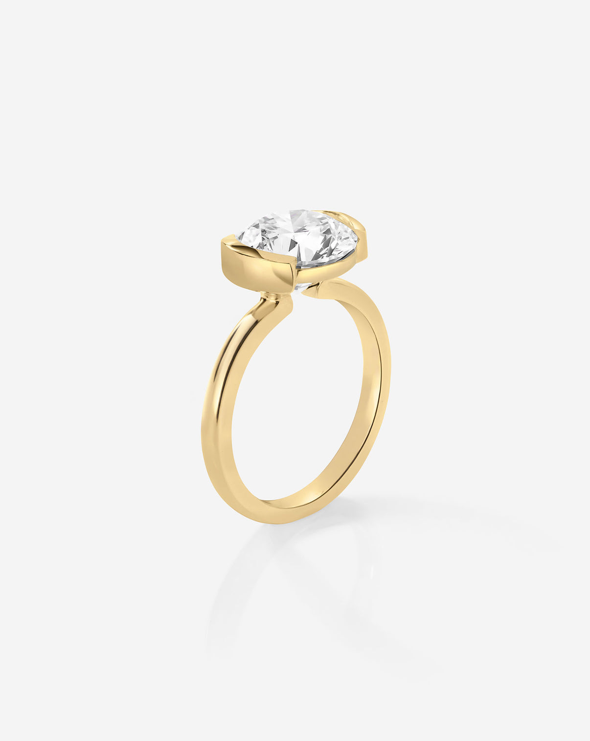 Round Diamond Engagement Ring set in The Edge Half Bezel 14K Yellow Gold side view