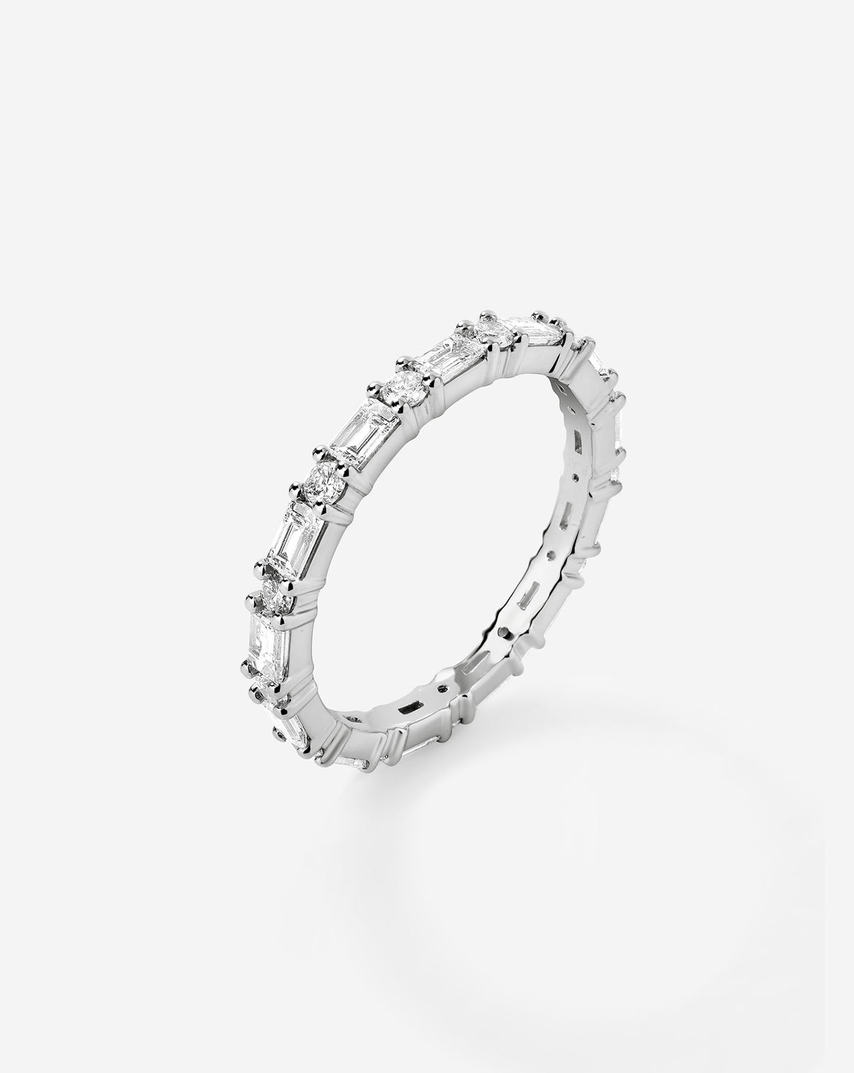 Ring Concierge Baguette + Round Diamond Eternity Band Platinum side view