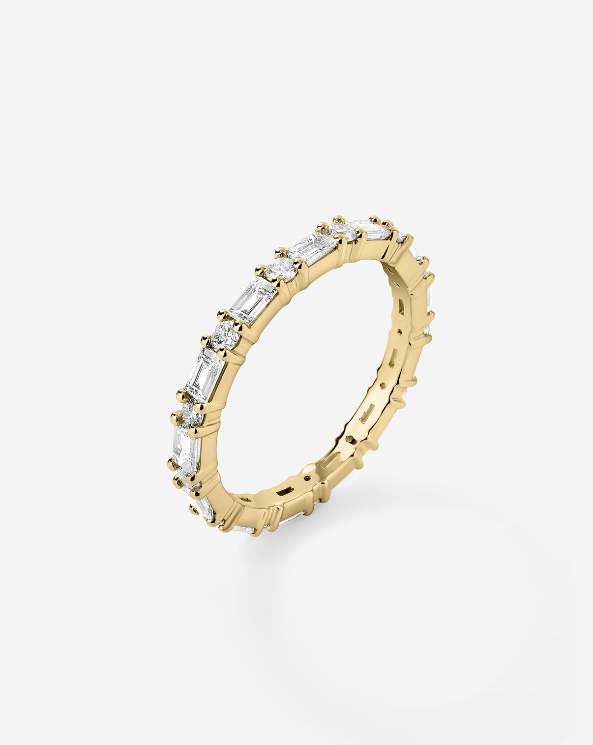 Ring Concierge Baguette + Round Diamond Eternity Band 14K Yellow Gold side view