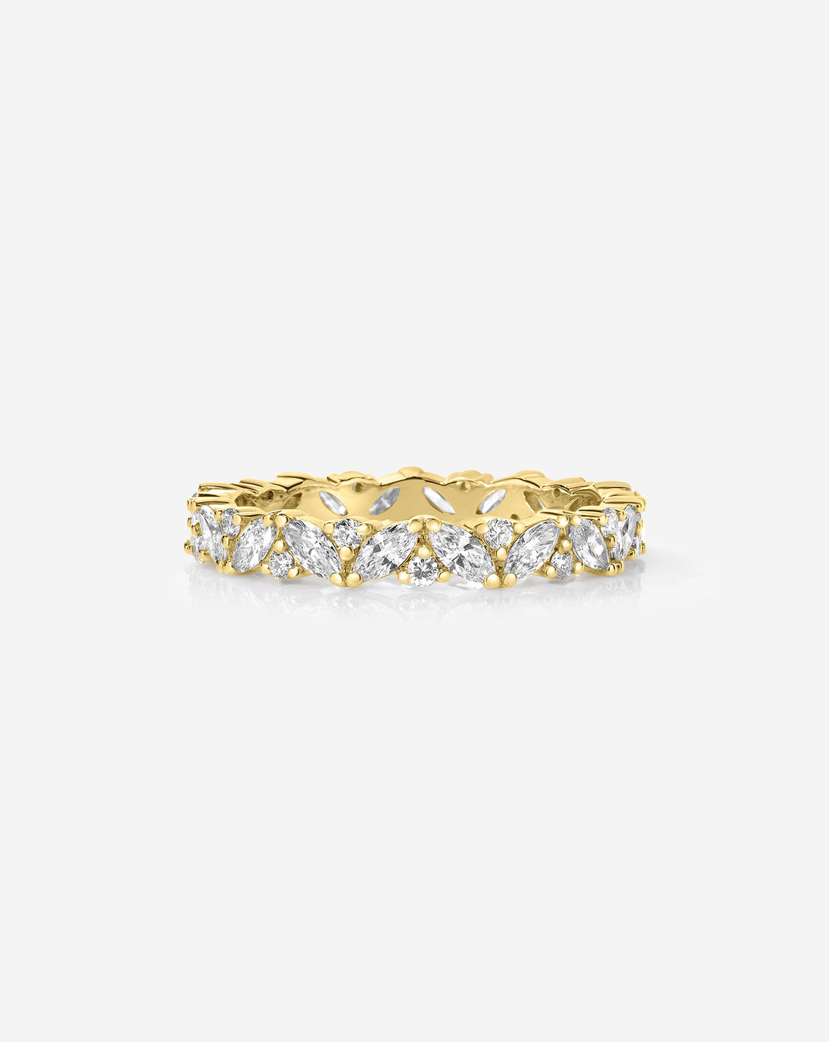 Ring Concierge Marquise Cluster Diamond Eternity Band 14k Yellow Gold flat lay image
