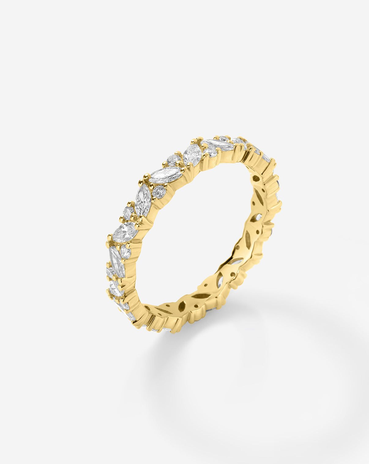 Ring Concierge Marquise Cluster Diamond Eternity Band 14k Yellow Gold side view