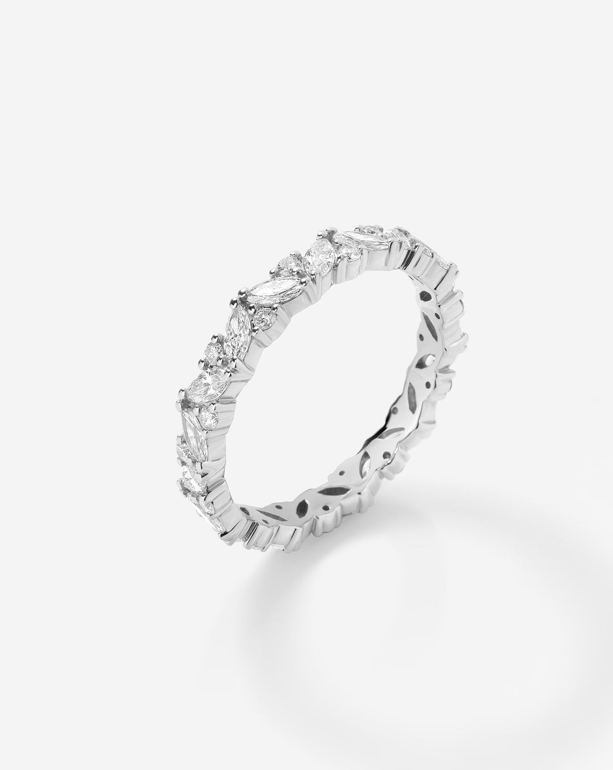 Ring Concierge Marquise Cluster Diamond Eternity Band Platinum side view