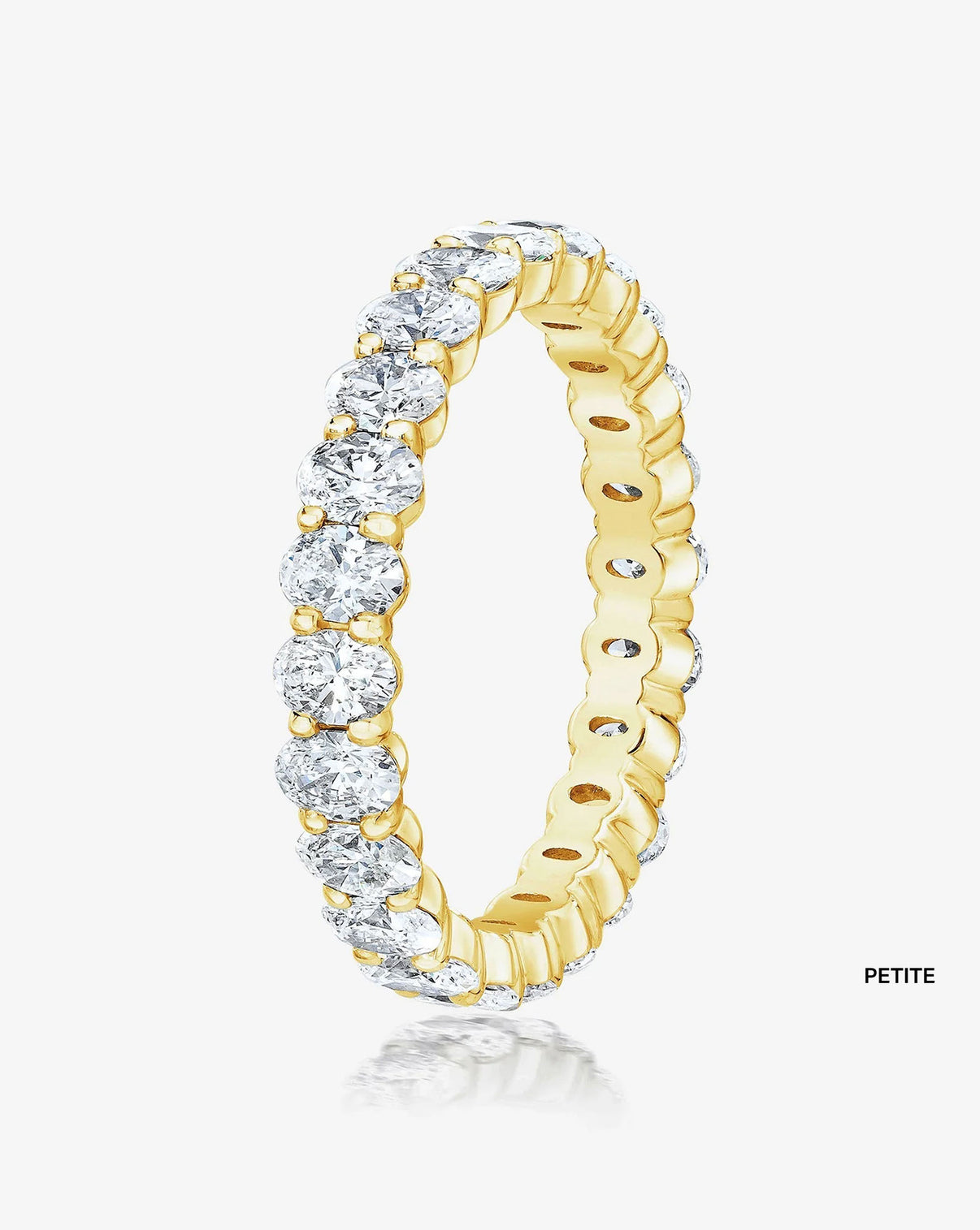 Petite 2 carat weight Oval Diamond Band in 14K Yellow Gold side view 2 ctw