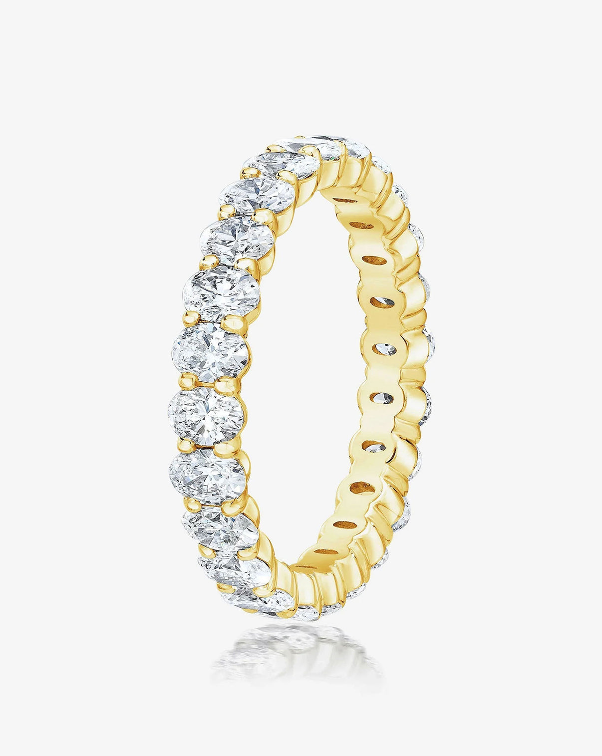 Oval Diamond Eternity Band 14k Yellow Gold side view