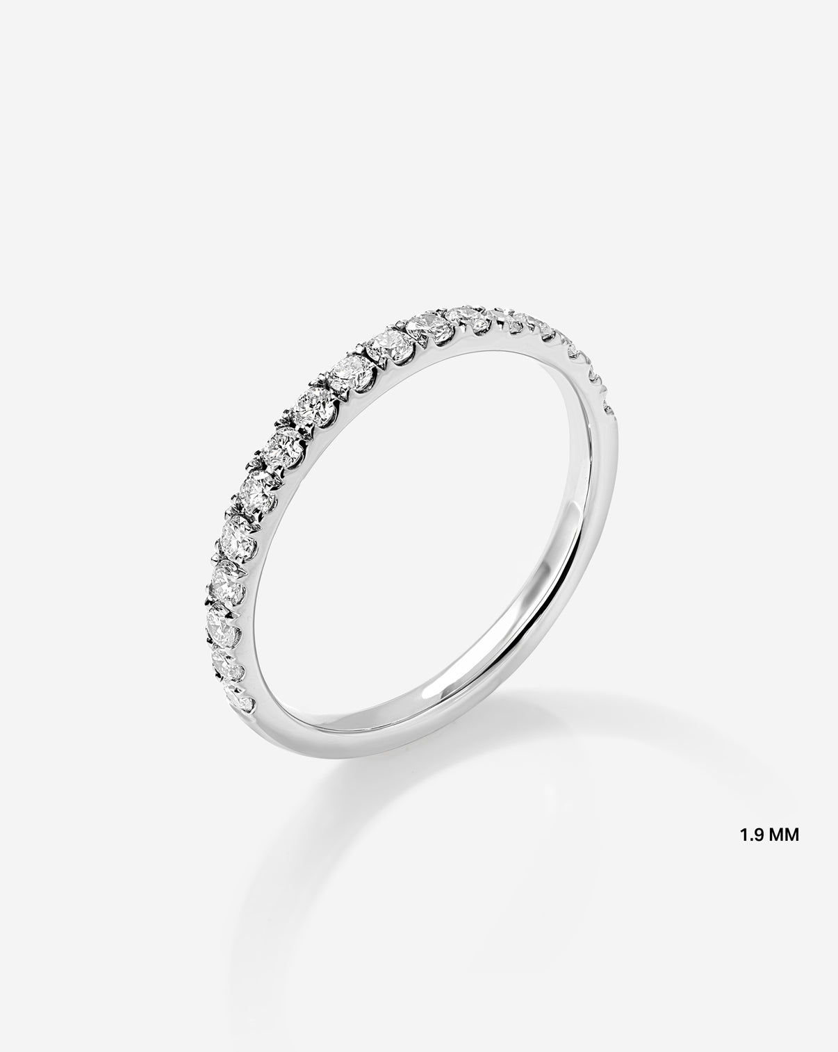 side view 1.9mm Perfect Pavé Half Eternity Diamond Ring in Platinum