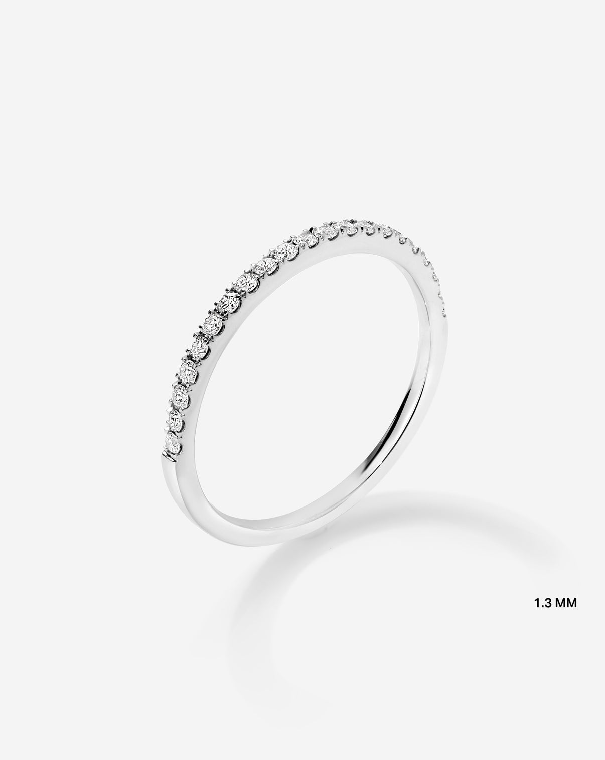 side view 1.3mm Perfect Pavé Half Eternity Diamond Ring in Platinum