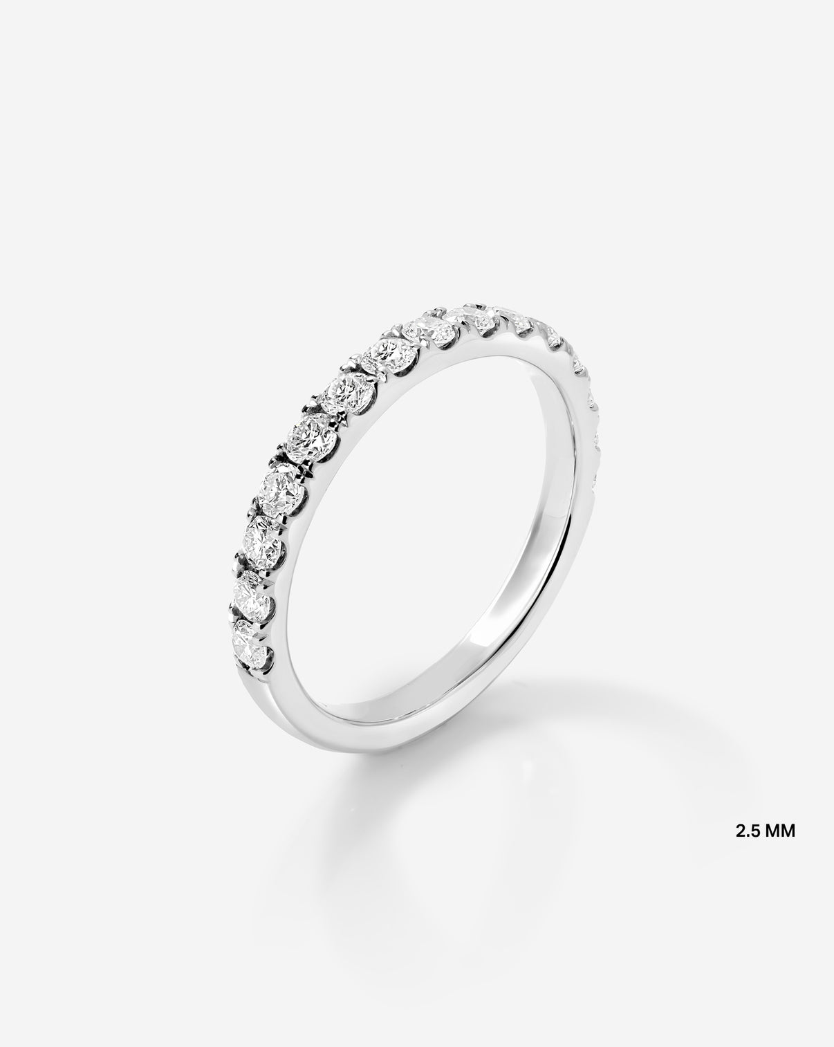 side view 2.5mm Perfect Pavé Half Eternity Diamond Ring in Platinum