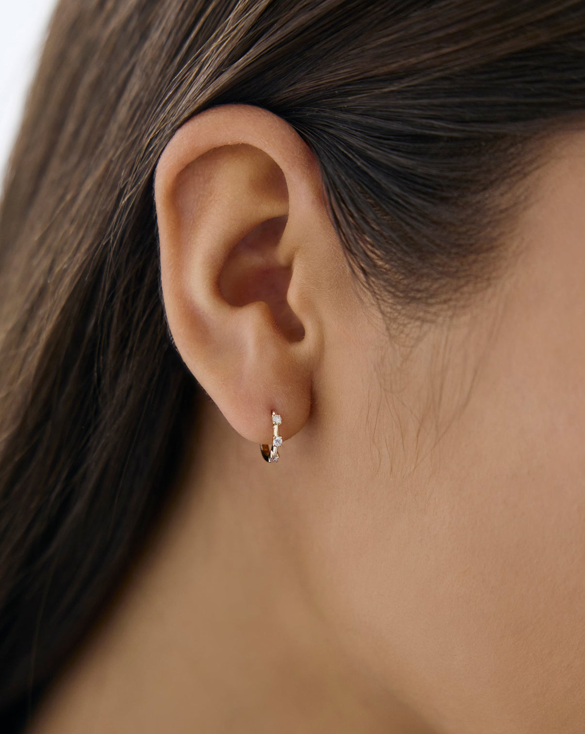 Ring Concierge Diamond Station Huggies - delicate huggie hoop earrings with diamond stations, Holiday Collection