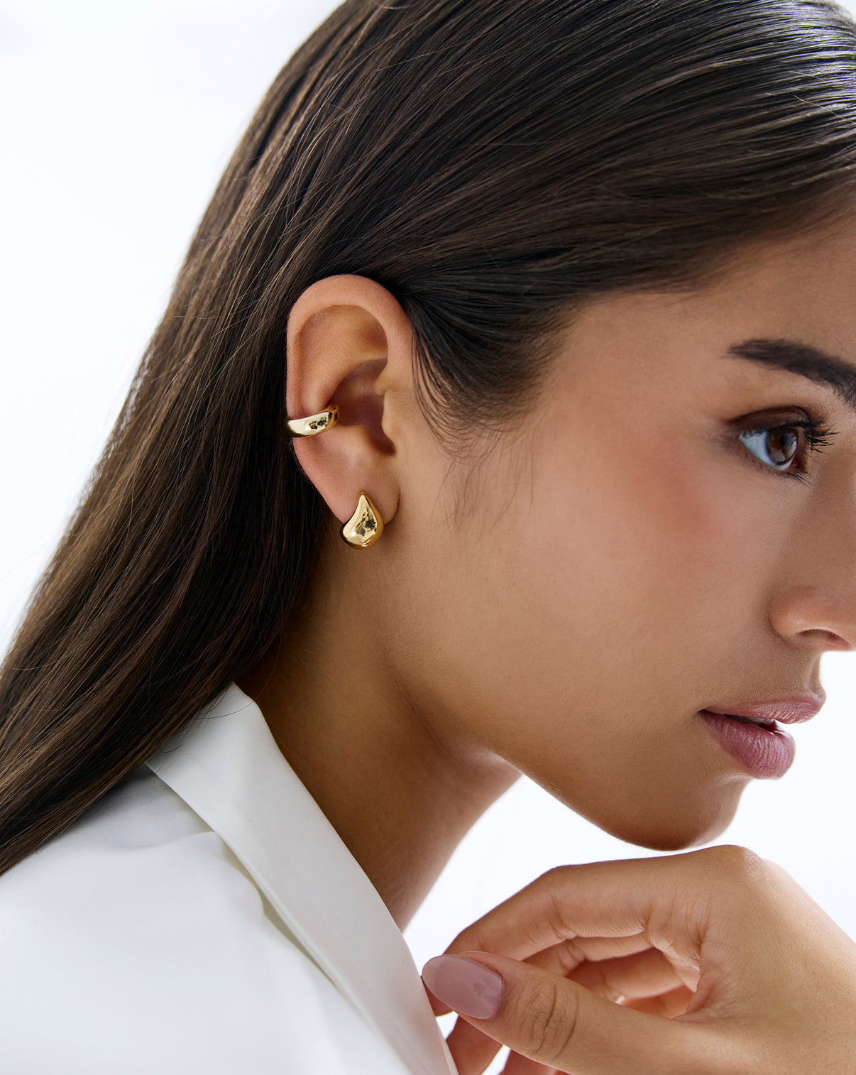 Ring Concierge Gold Drop Earrings - Holiday Collection yellow gold dangle earrings close-up
