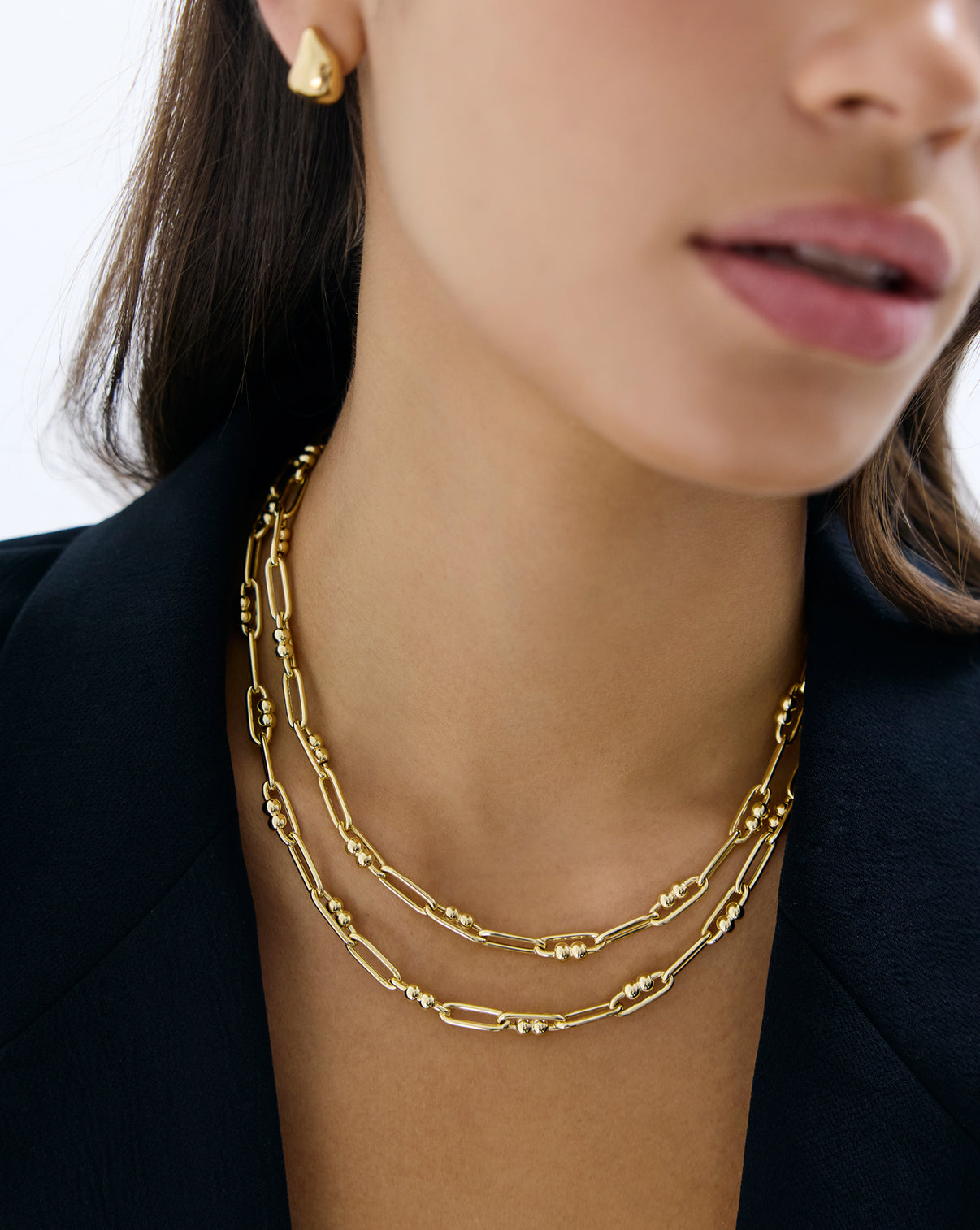 Ring Concierge Link Chain Necklace from Holiday Collection - lifestyle shot worn on model showing length and styling
