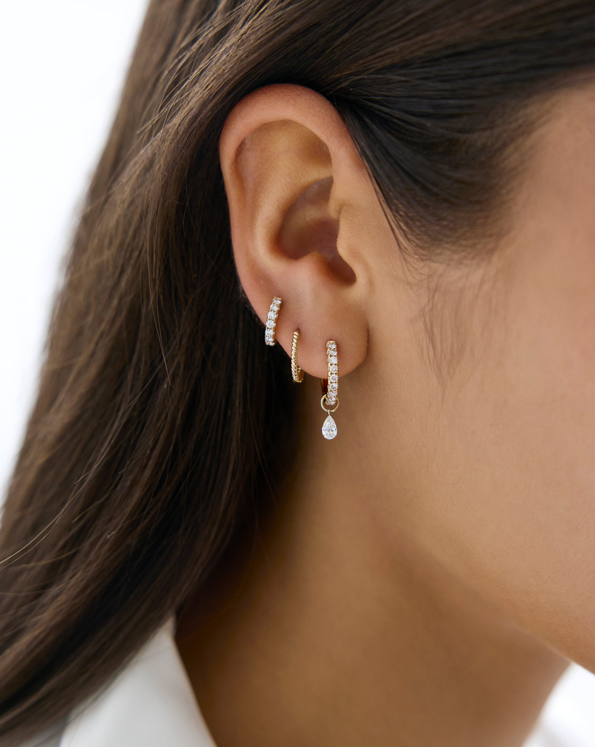 Ring Concierge Pear Huggie Charm Lifestyle Shot - Holiday Collection