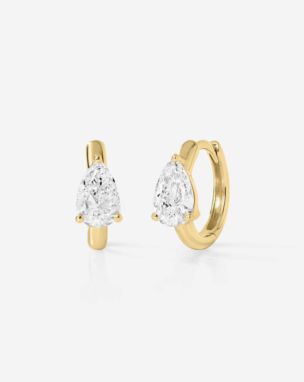 Ring Concierge Pear Huggies from the Holiday Gifting Collection - 14k gold hoop earrings with pear-shaped diamonds