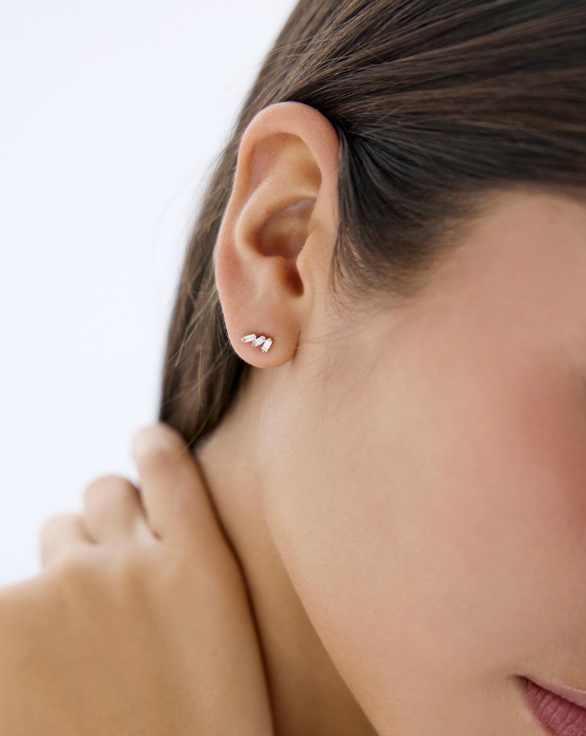 Ring Concierge Triple Baguette Studs, Holiday Collection - Three baguette diamond stud earrings in gold