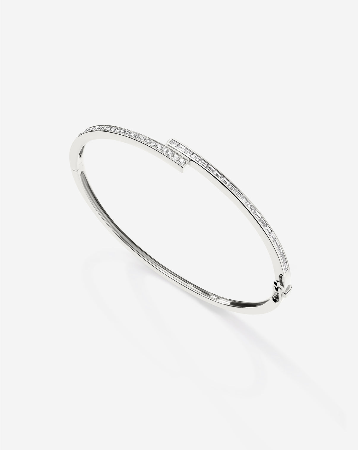 Final detailed shot of Baguette + Round Diamond Wrap Bangle displaying the premium quality and elegant finish