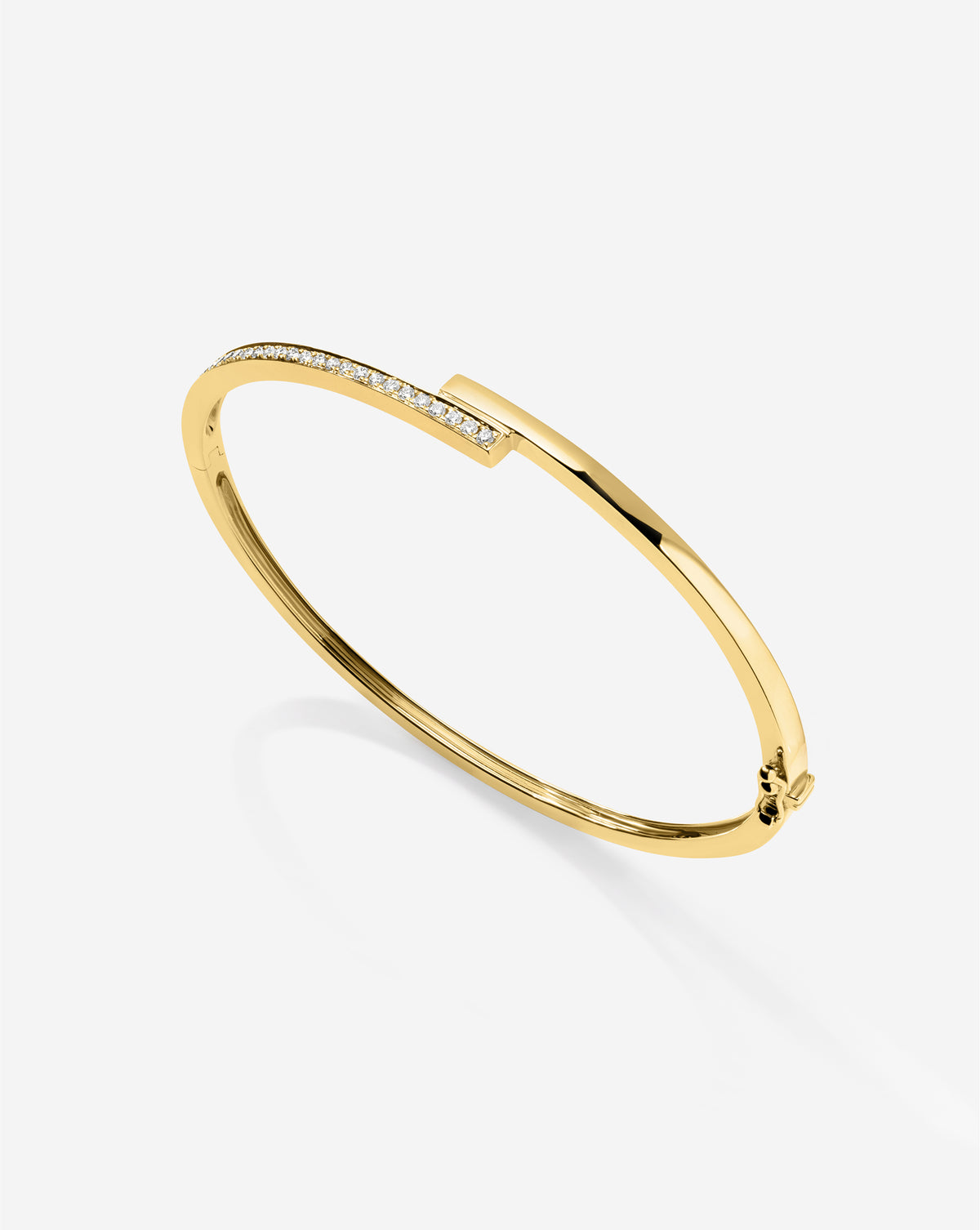Close-up view of Round Half Diamond Wrap Bangle showing detailed diamond setting and gold craftsmanship