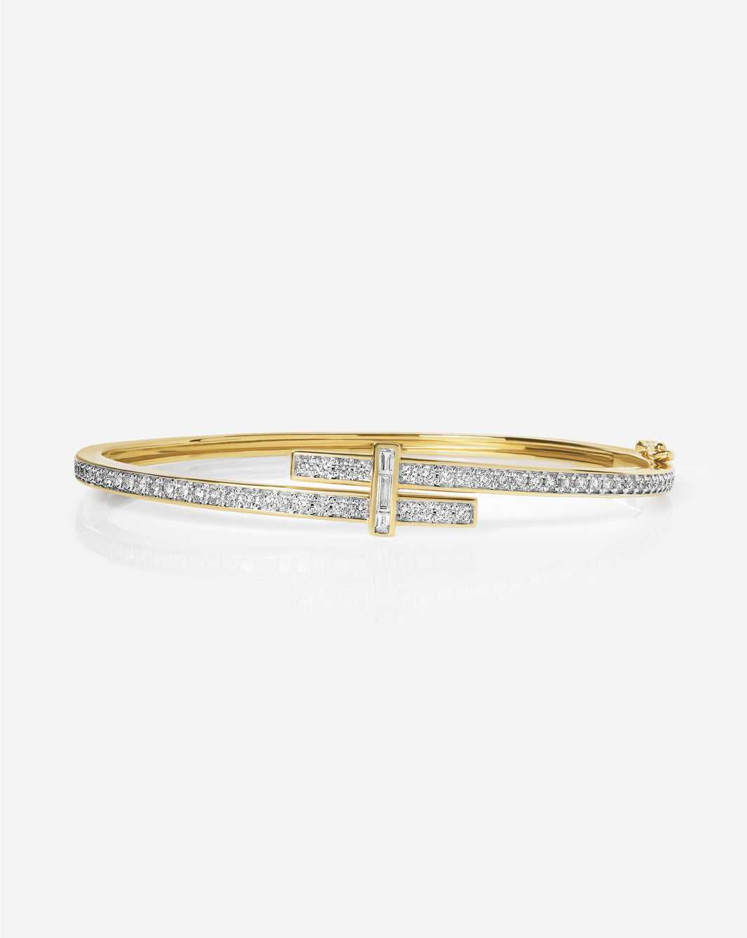 Round Diamond Wrap Bangle in gold featuring sparkling round diamonds in an elegant wrap design