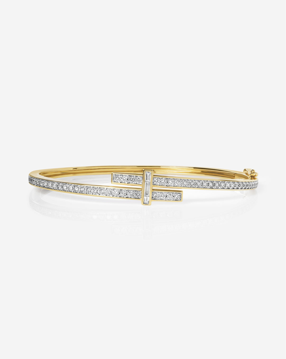 Round Diamond Wrap Bangle in gold featuring sparkling round diamonds in an elegant wrap design