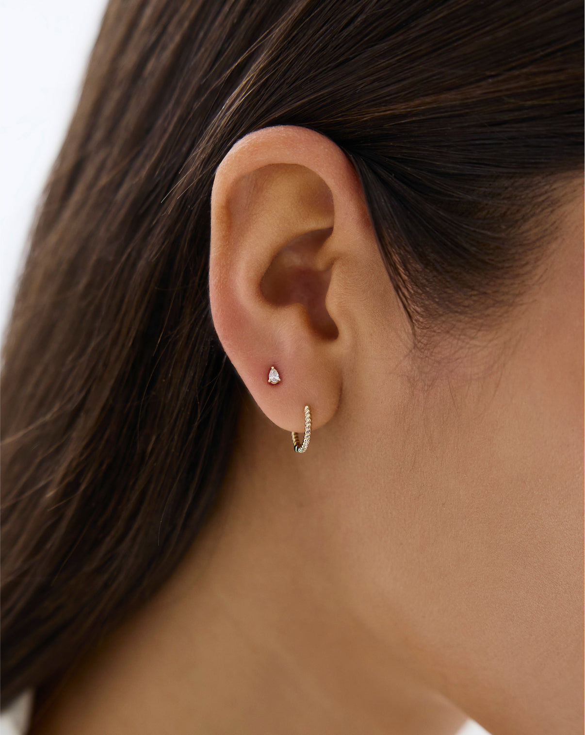 14k gold Rope Huggies by Ring Concierge - Holiday Collection textured hoop earrings