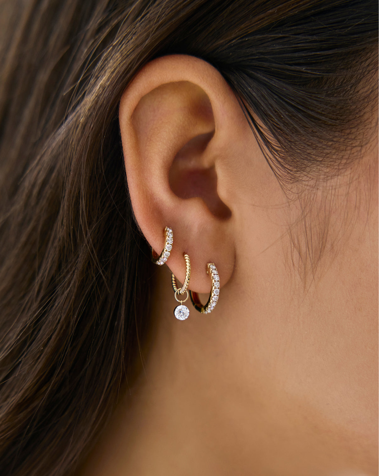 Rope Huggies by Ring Concierge showing rope texture detail - Holiday Collection fine jewelry