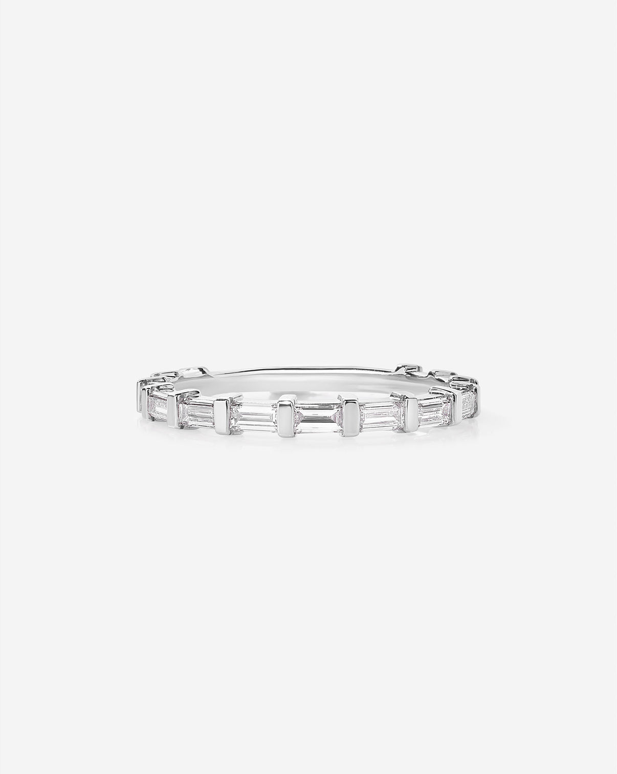 Baguette Bar Eternity Band in 3/4 diamond coverage in Platinum
