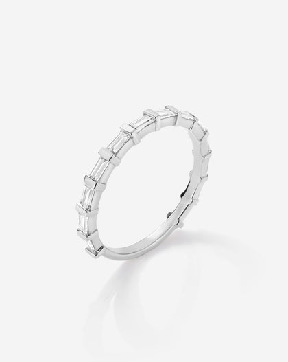 Baguette Bar Eternity Band in 3/4 diamond coverage in Platinum side view