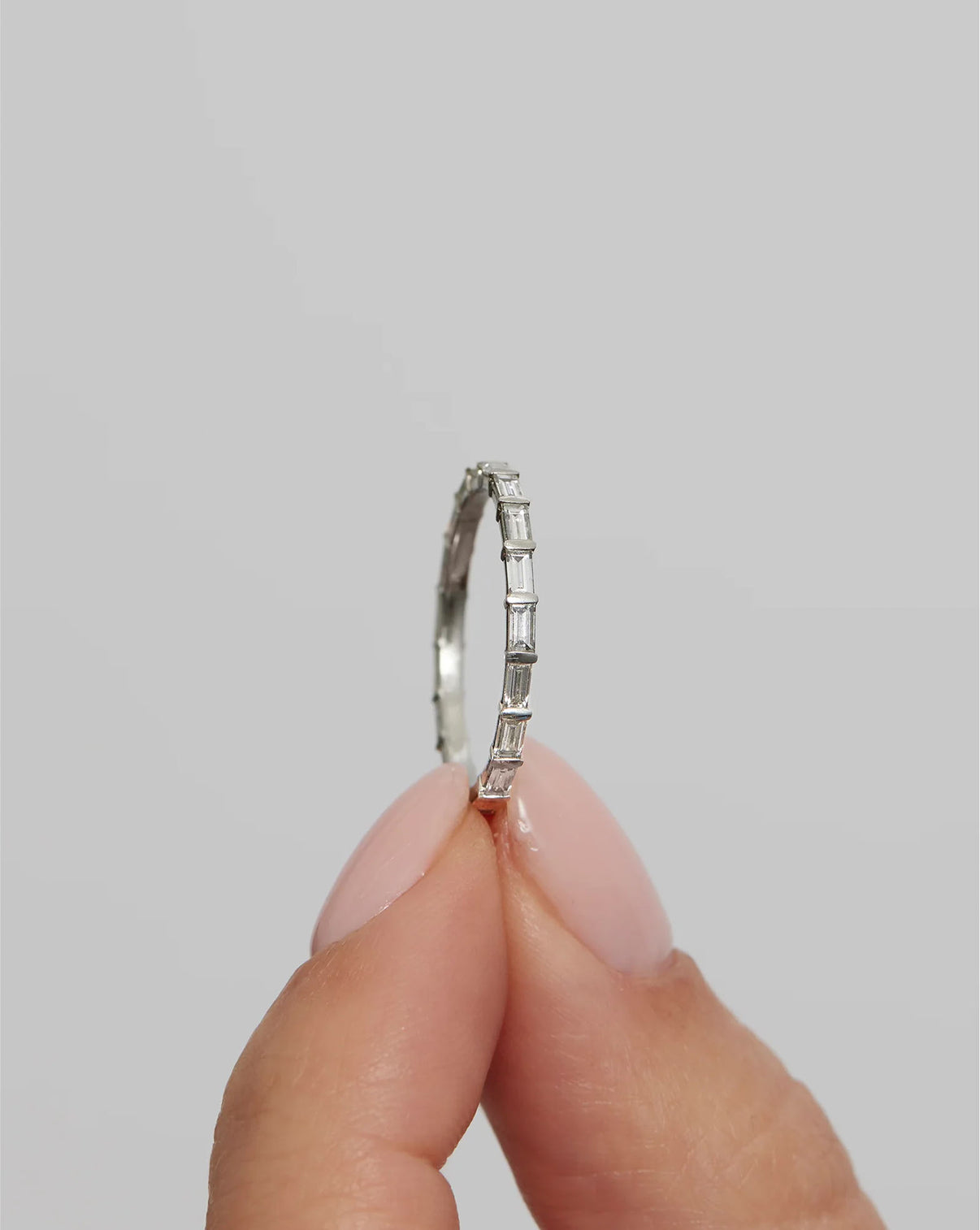 Baguette Bar Diamond  Eternity Band in Platinum