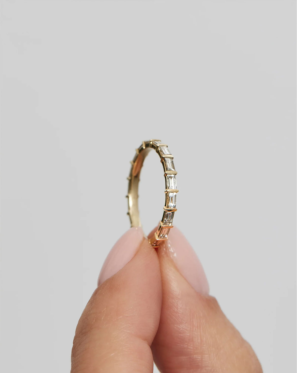 Baguette Bar Diamond  Eternity Band in 14k Yellow gold