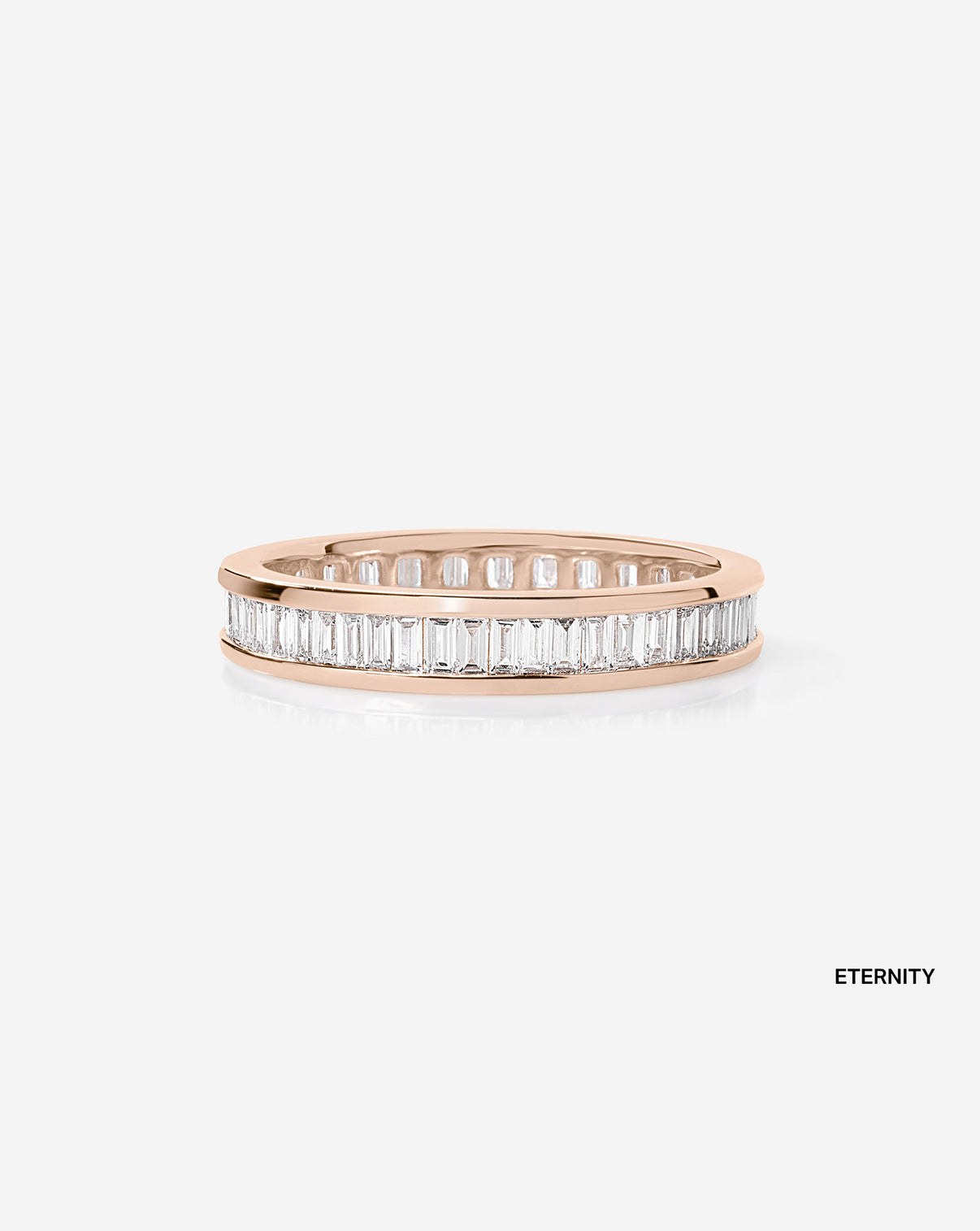 Baguette Diamond Channel Set Eternity  Band in 14K Rose Gold