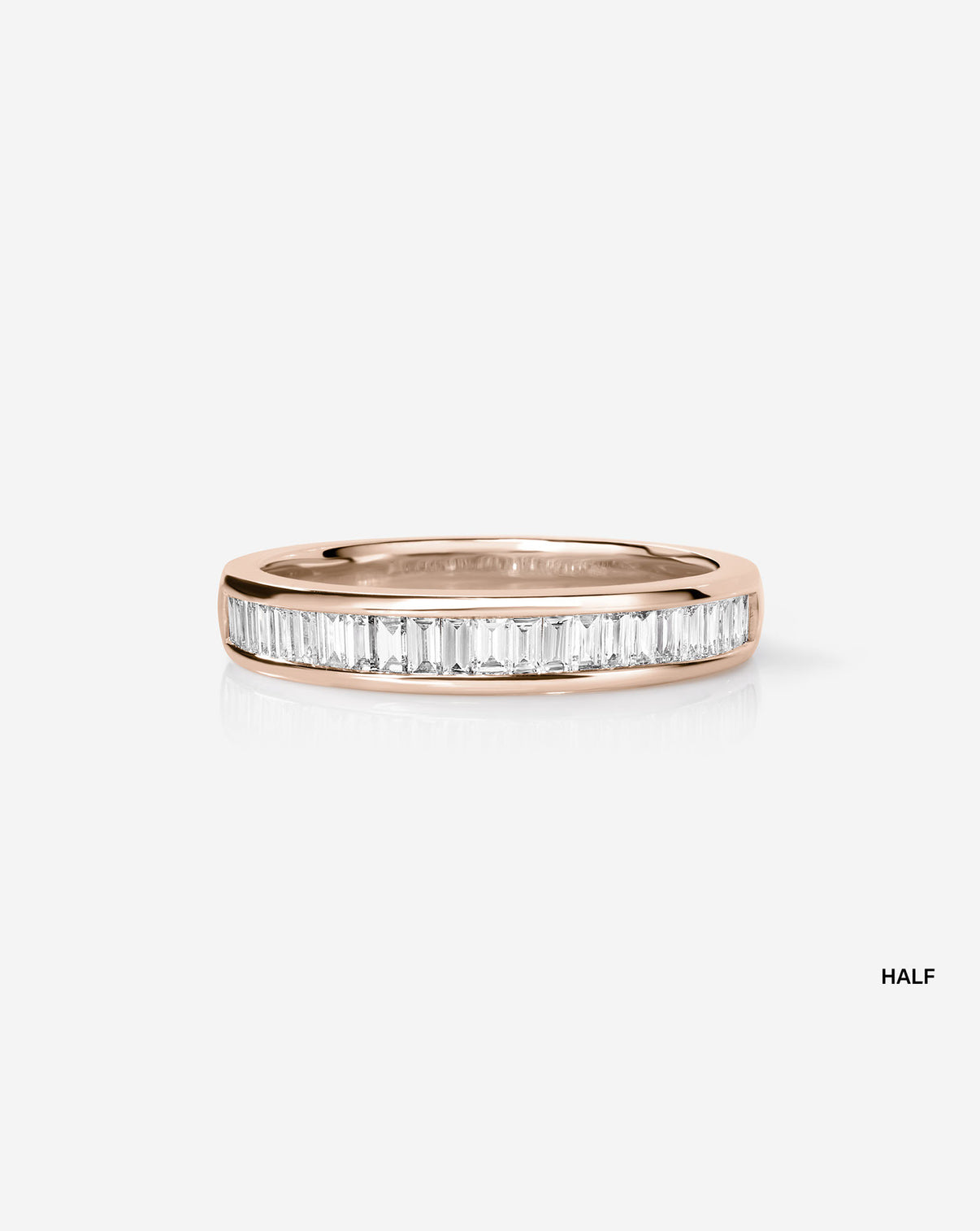 Baguette Diamond Channel Set Half Eternity Band in 14K Rose Gold