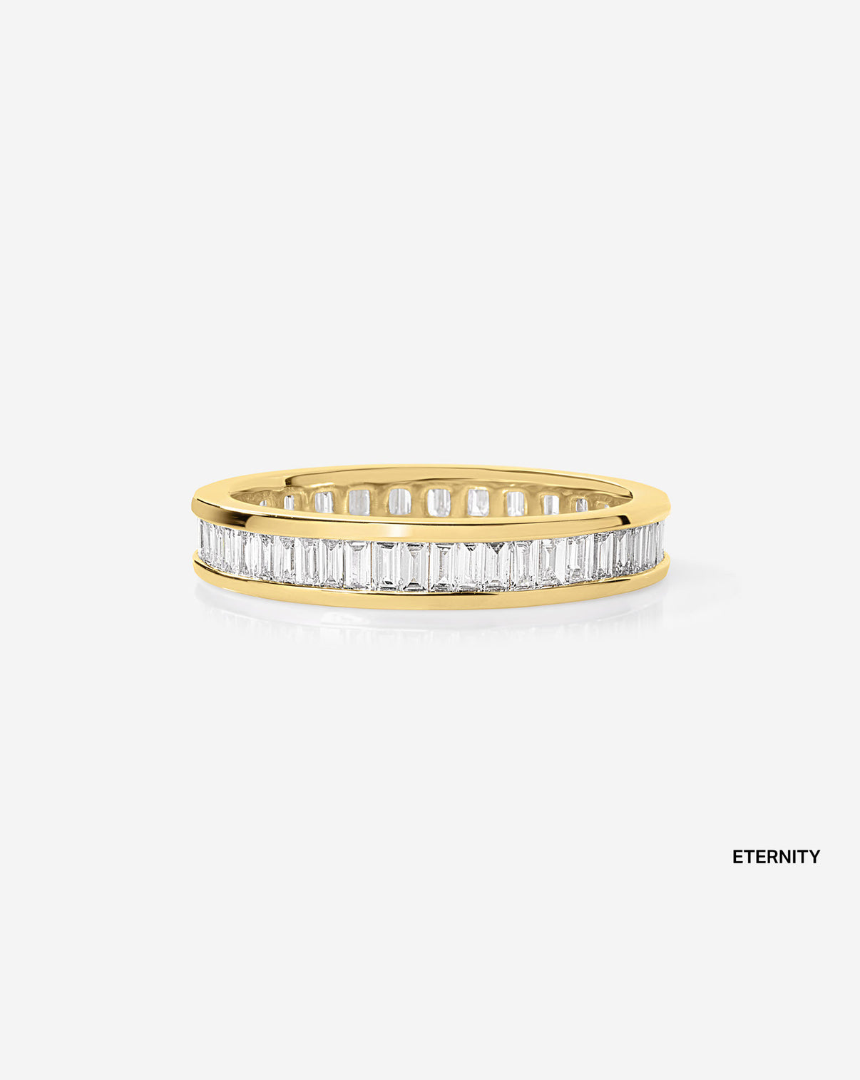 Baguette Diamond Channel Set Eternity  Band in 14K Yellow Gold