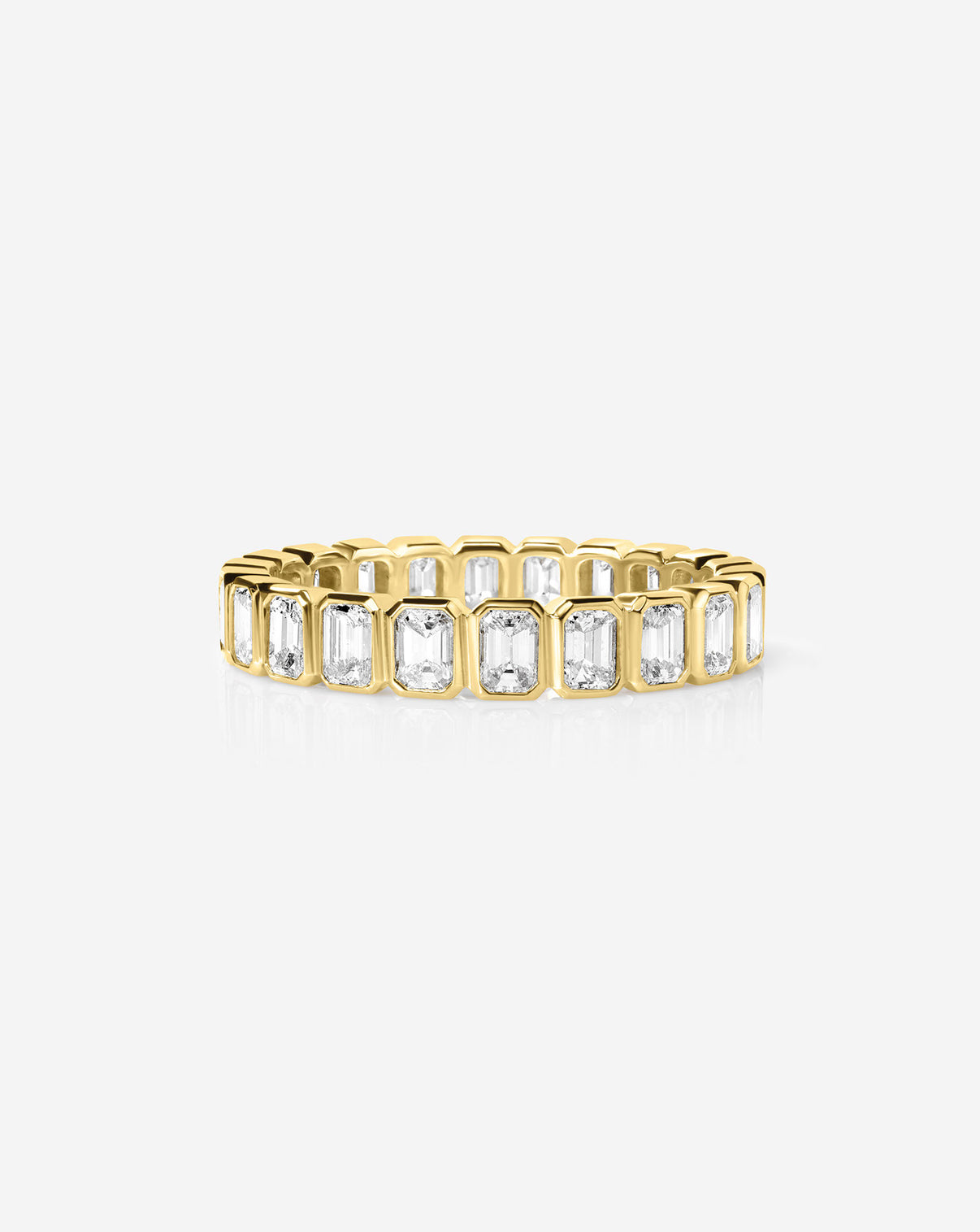 Diamond Emerald Bezel Band in 14k Yellow Gold