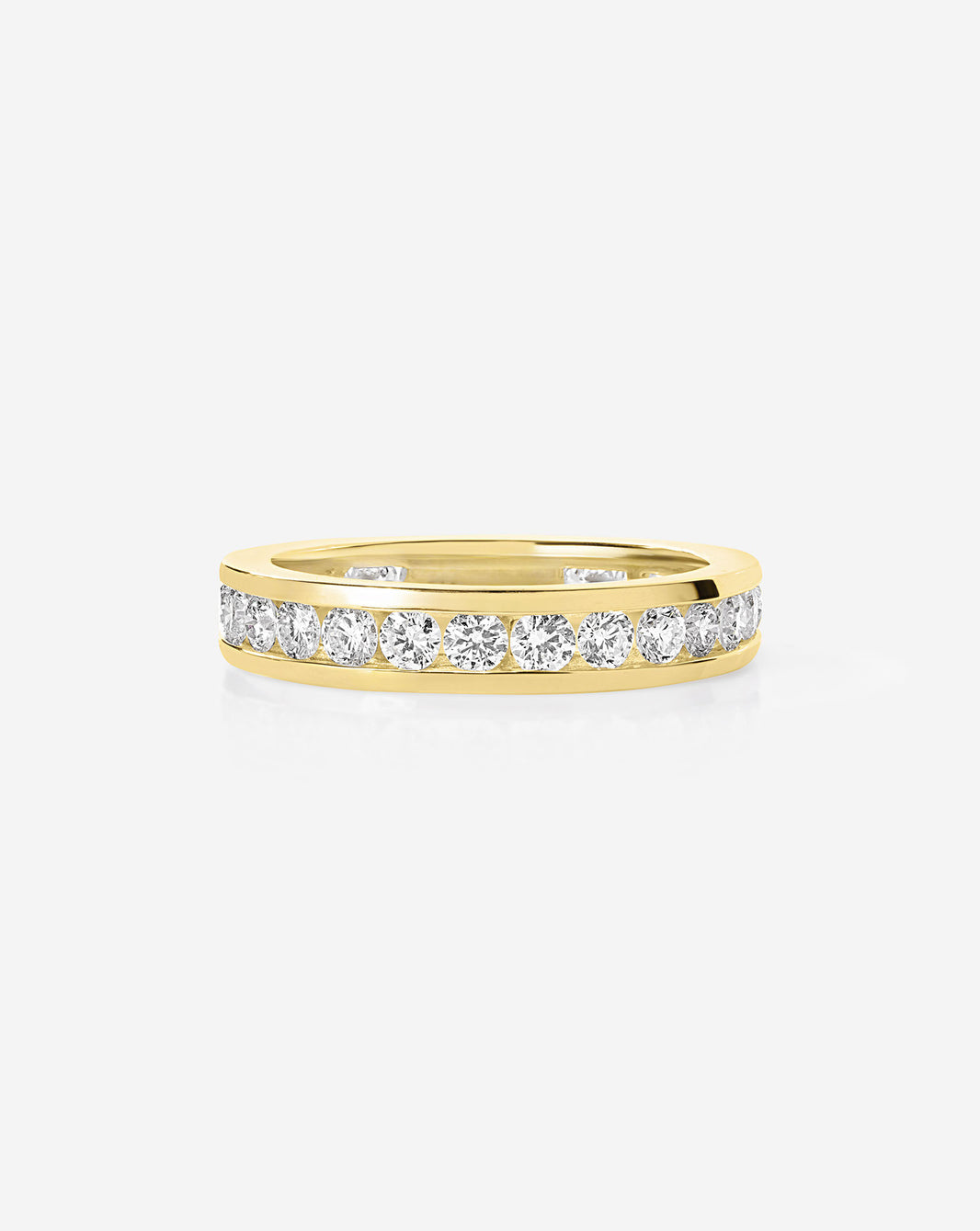 Round Diamond Channel Set Band ring in 14K Yellow Gold
