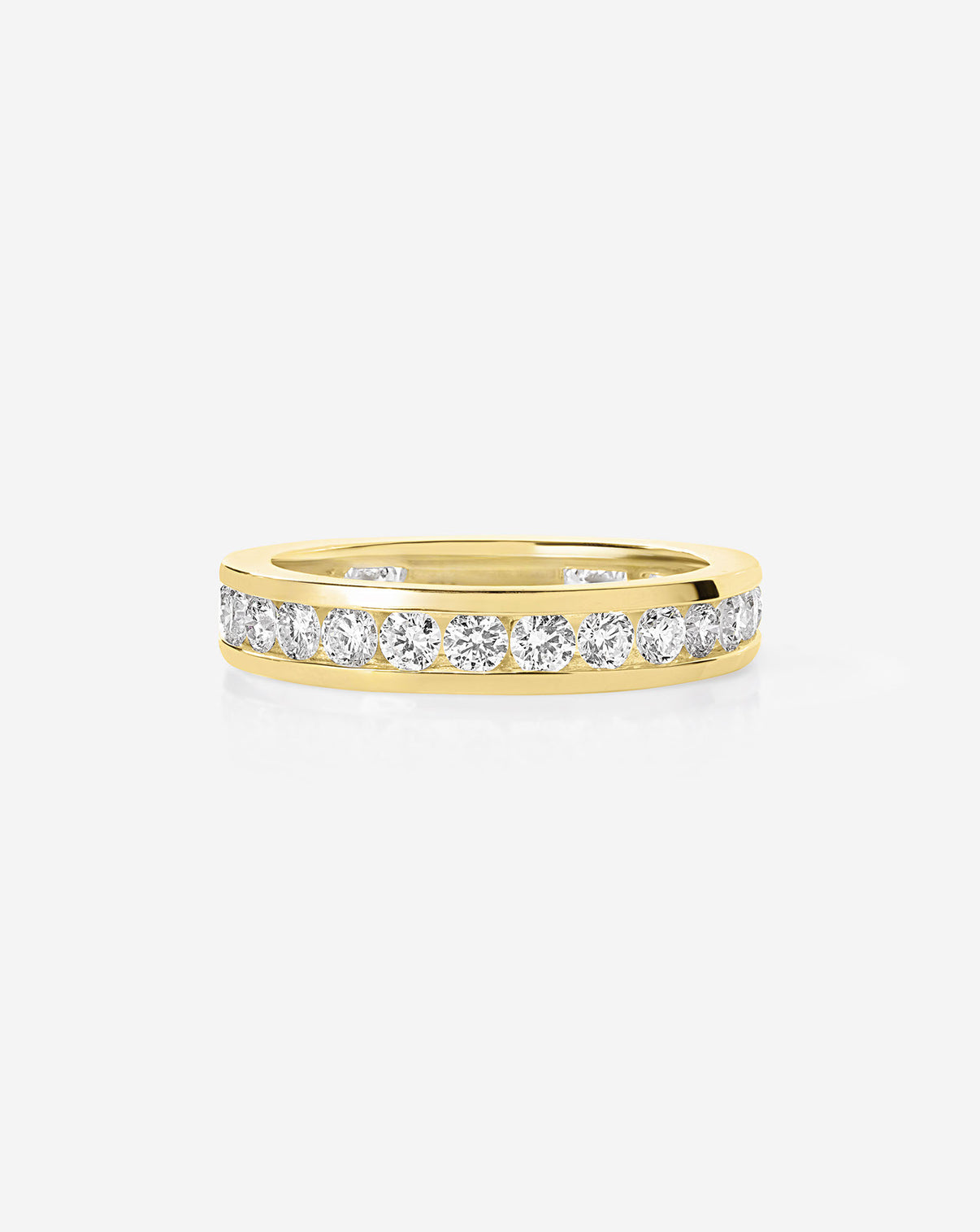 Round Diamond Channel Set Band ring in 14K Yellow Gold