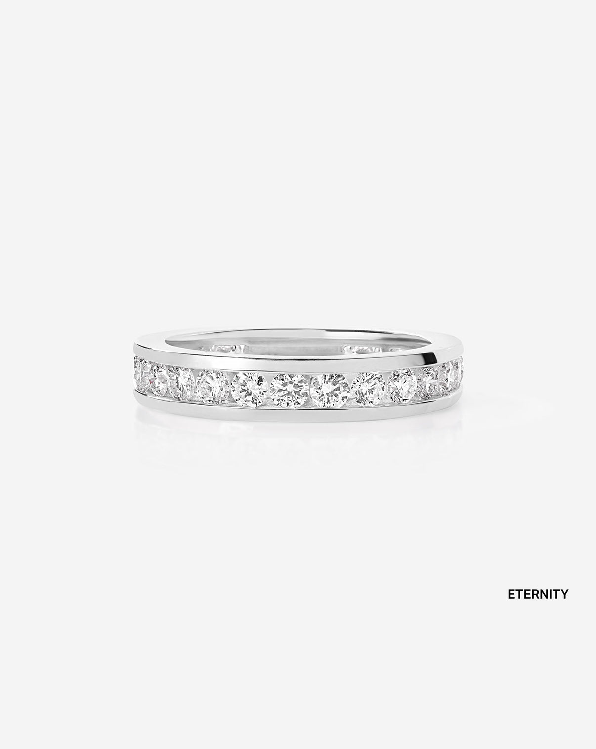 Round Diamond Channel Set Eternity Band ring in 14K White Gold