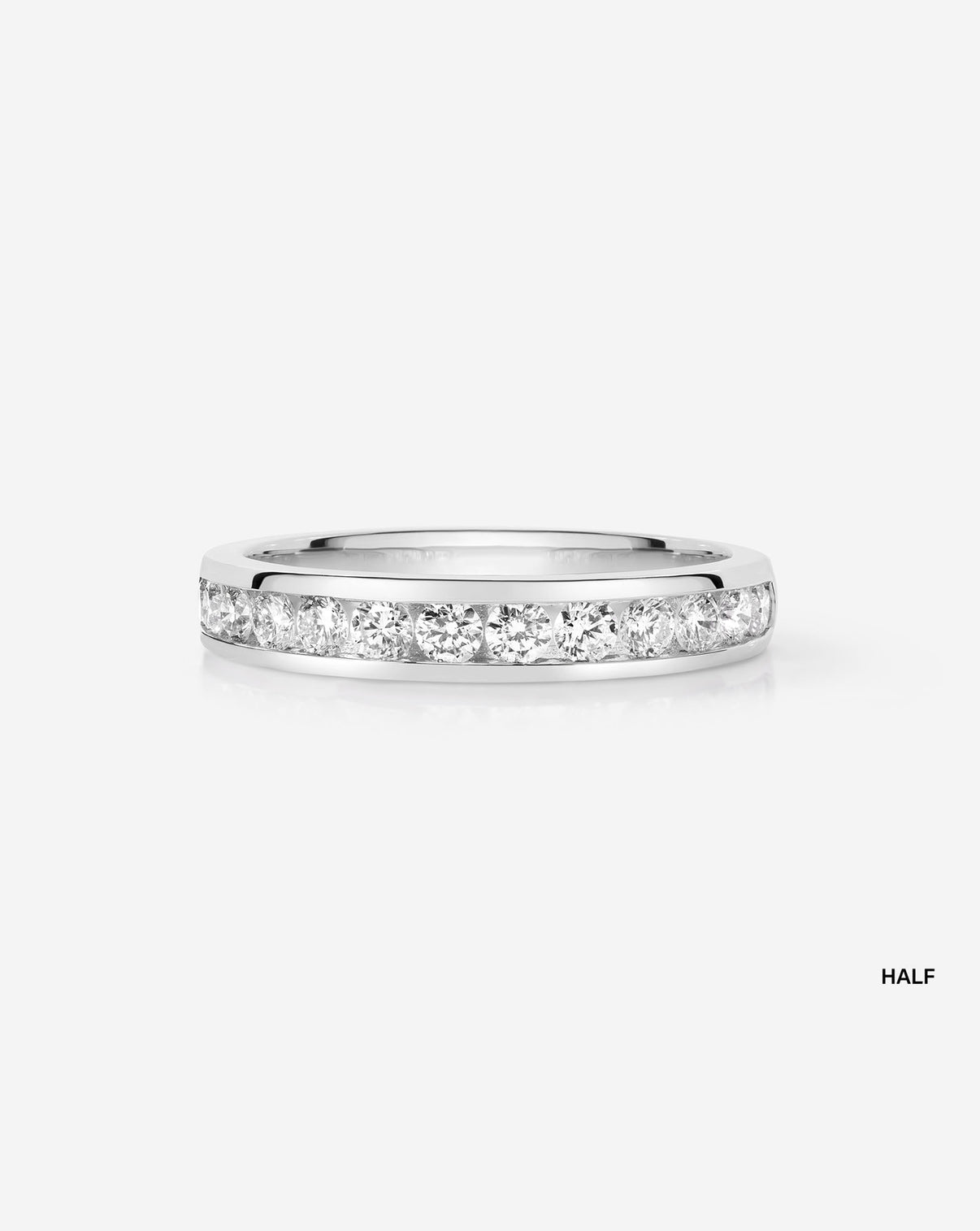 Round Diamond Channel Set Band in half eternity 14K White Gold