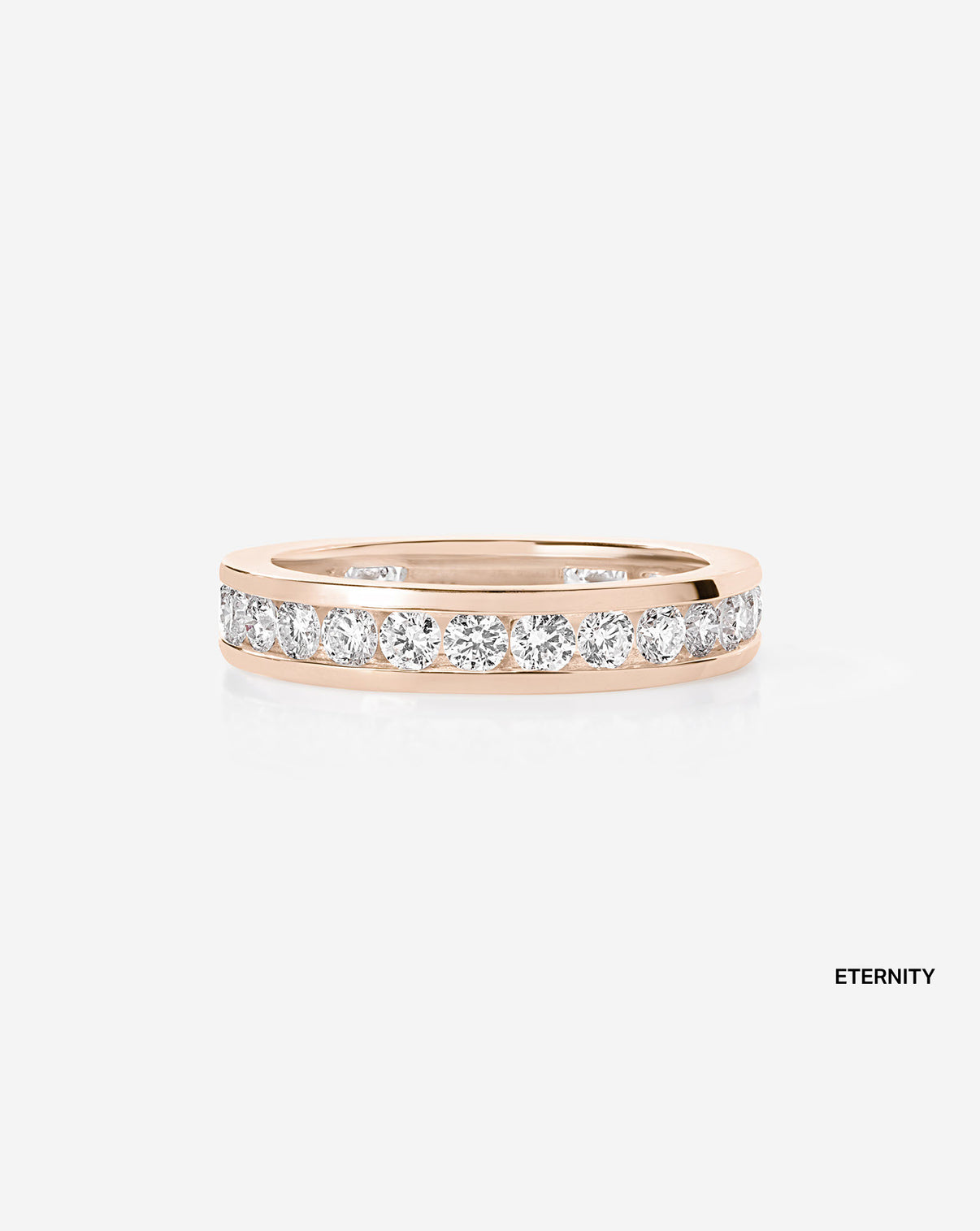 Round Diamond Channel Set Eternity Band ring in 14K Rose Gold