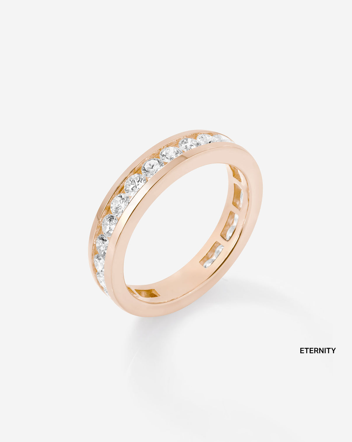 Round Diamond Channel Set Eternity Band ring in 14K Rose Gold