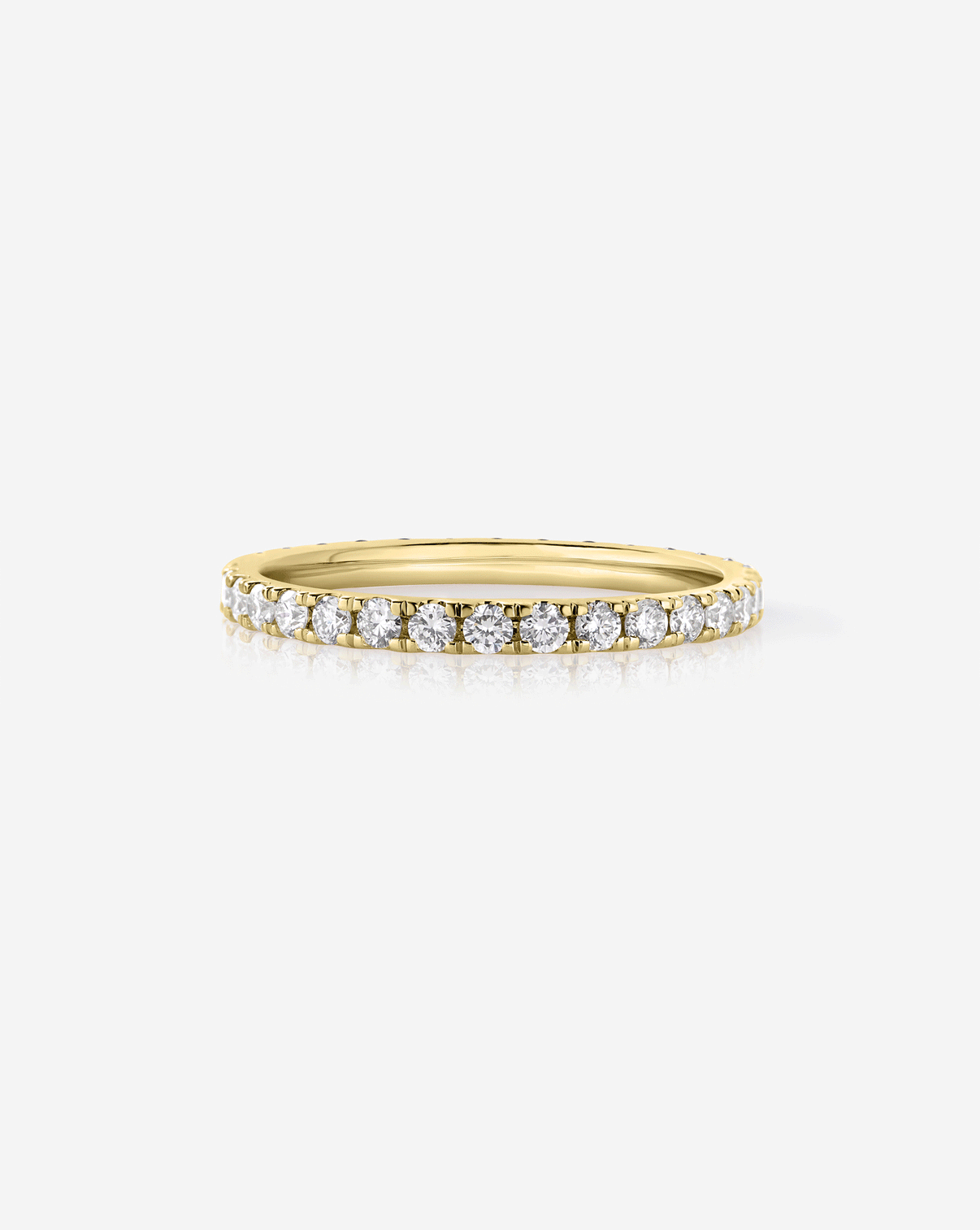 A gif of the 50/50 Perfect Pavé Black + White Lab Diamond Ring 14k yellow gold 