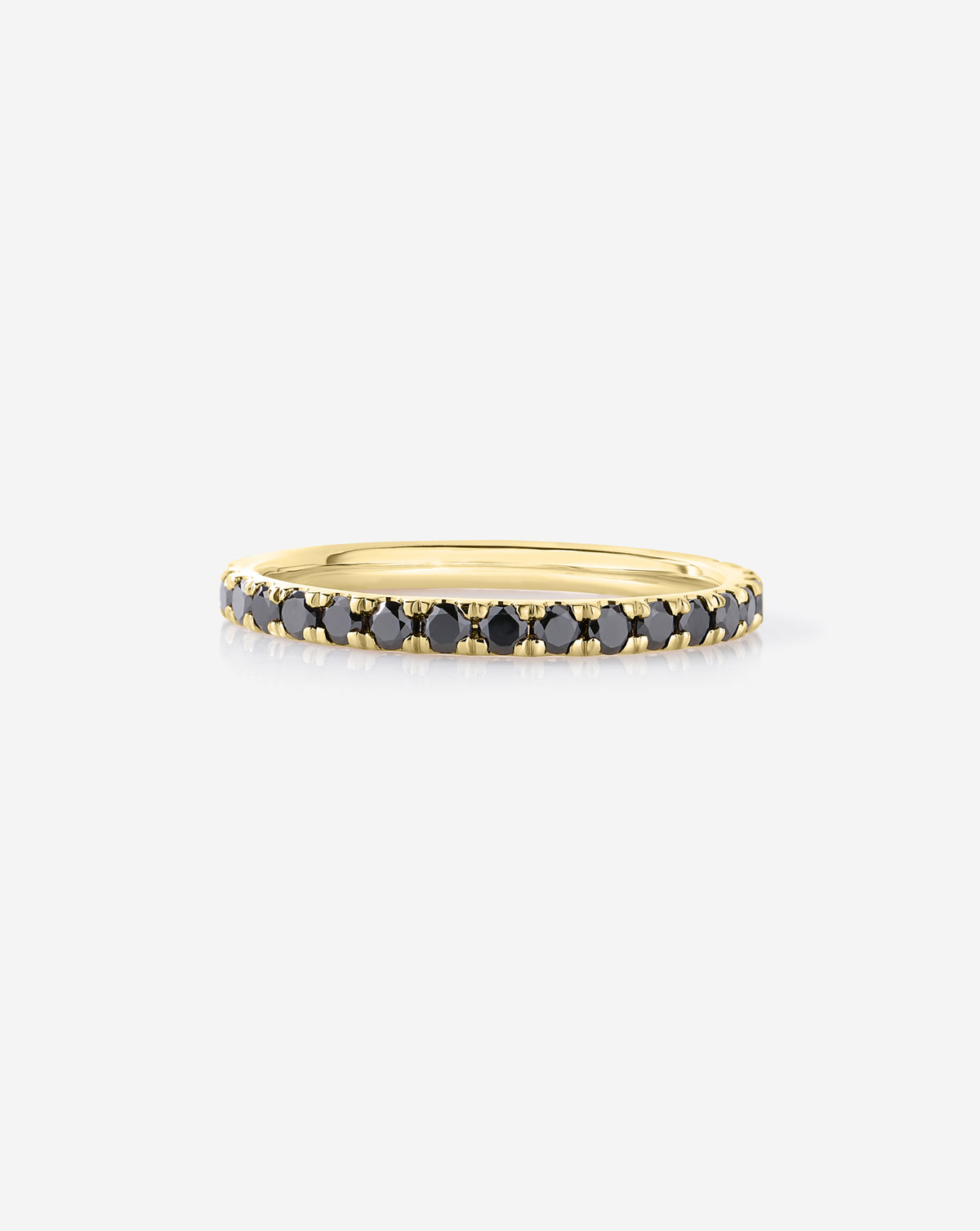 50/50 Perfect Pavé Black + White Lab Diamond Ring showing Black diamonds 14k yellow gold
