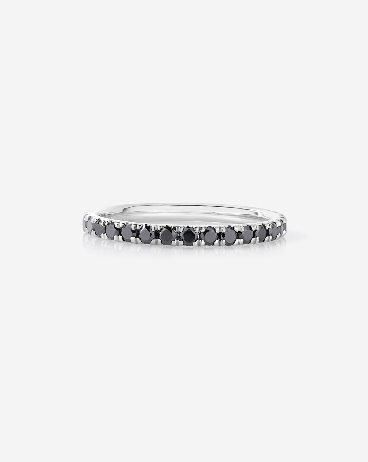 50/50 Perfect Pavé Black + Lab Diamond Ring 14k white gold showing both black and white diamonds 14k white gold