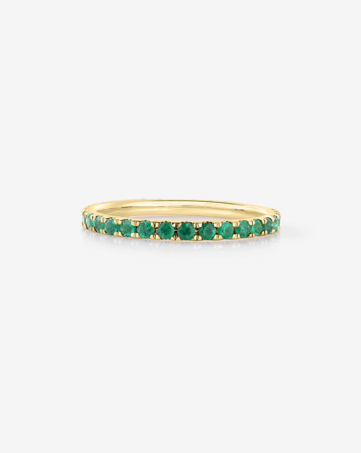 50/50 Perfect Pavé Emerald + Lab Diamond Ring showing emerald gemstones 14k yellow gold