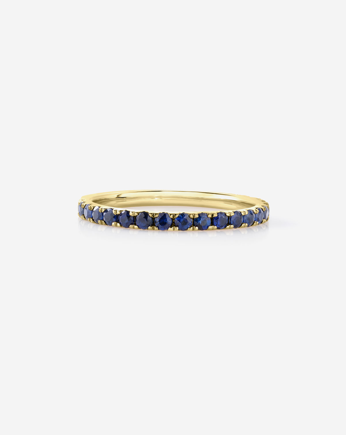 50/50 Perfect Pavé sapphire + Lab Diamond Ring showing sapphire gemstones 14k yellow gold