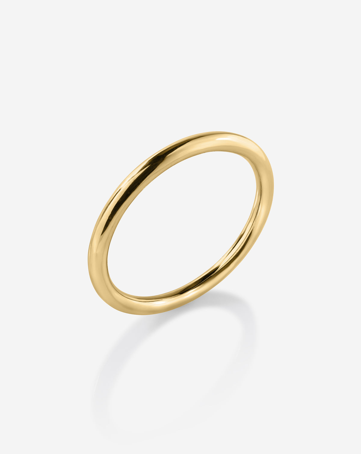 Angled view of the 14k yellow gold classic stackable ring. 14k Yellow Gold 