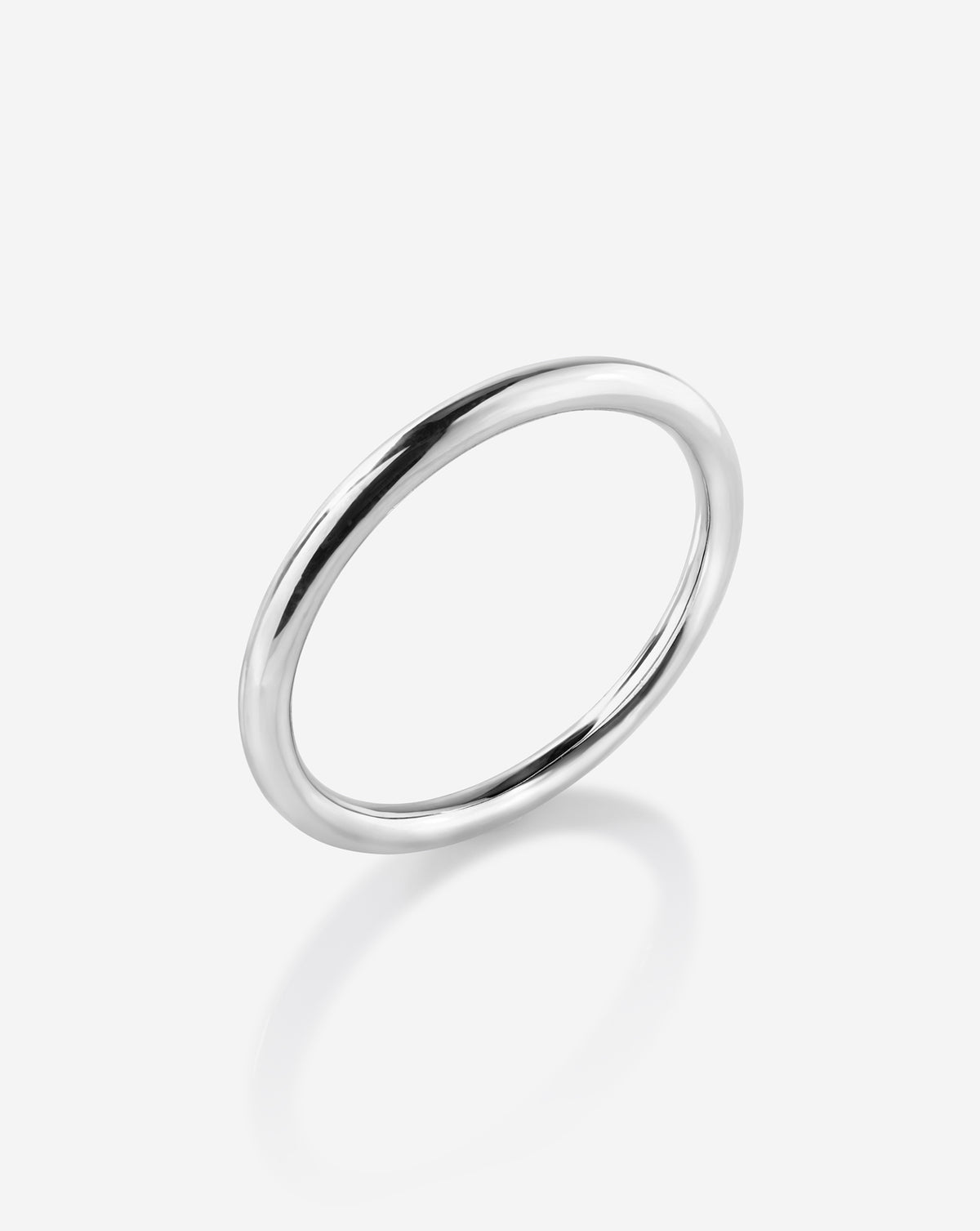 Angled view of the Sterling silver classic stackable ring. Sterling silver