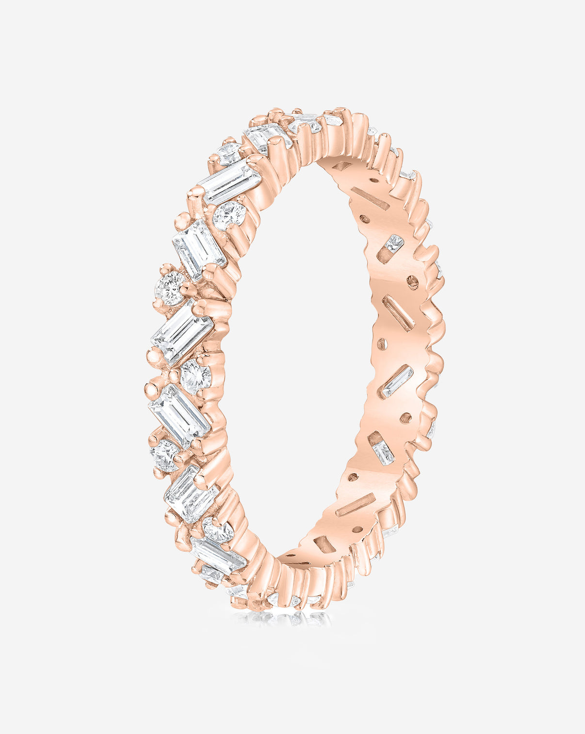 Ring Concierge Baguette Cluster Eternity Band 14k Rose Gold side view