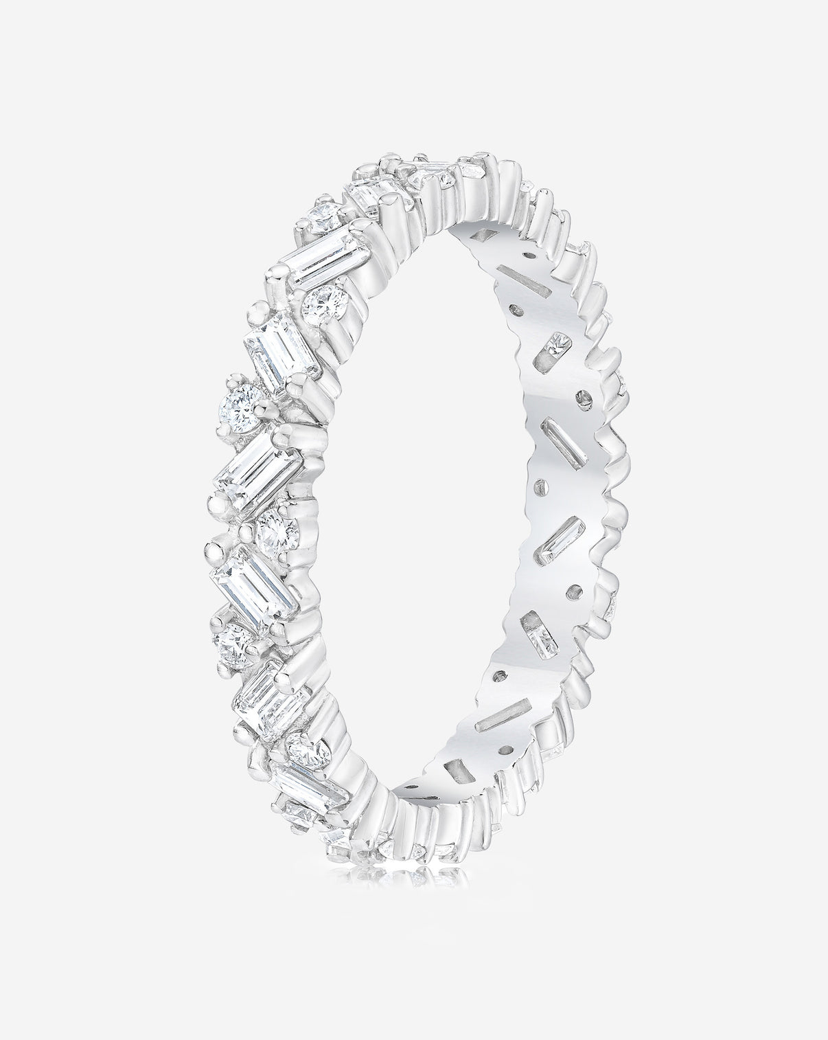 Ring Concierge Baguette Cluster Eternity Band Platinum side view